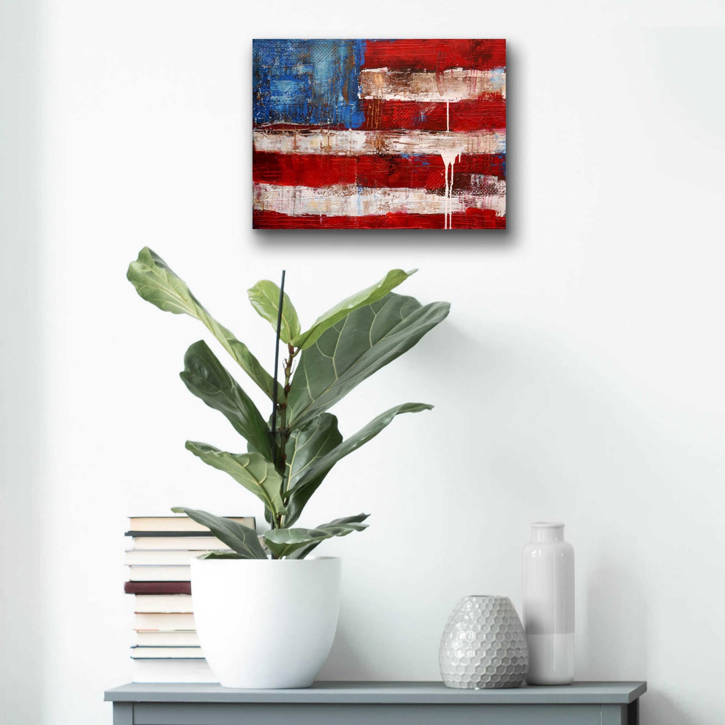 Epic Art 'Ashley American Flag' by Erin Ashley, Acrylic Glass Wall Art,16x12