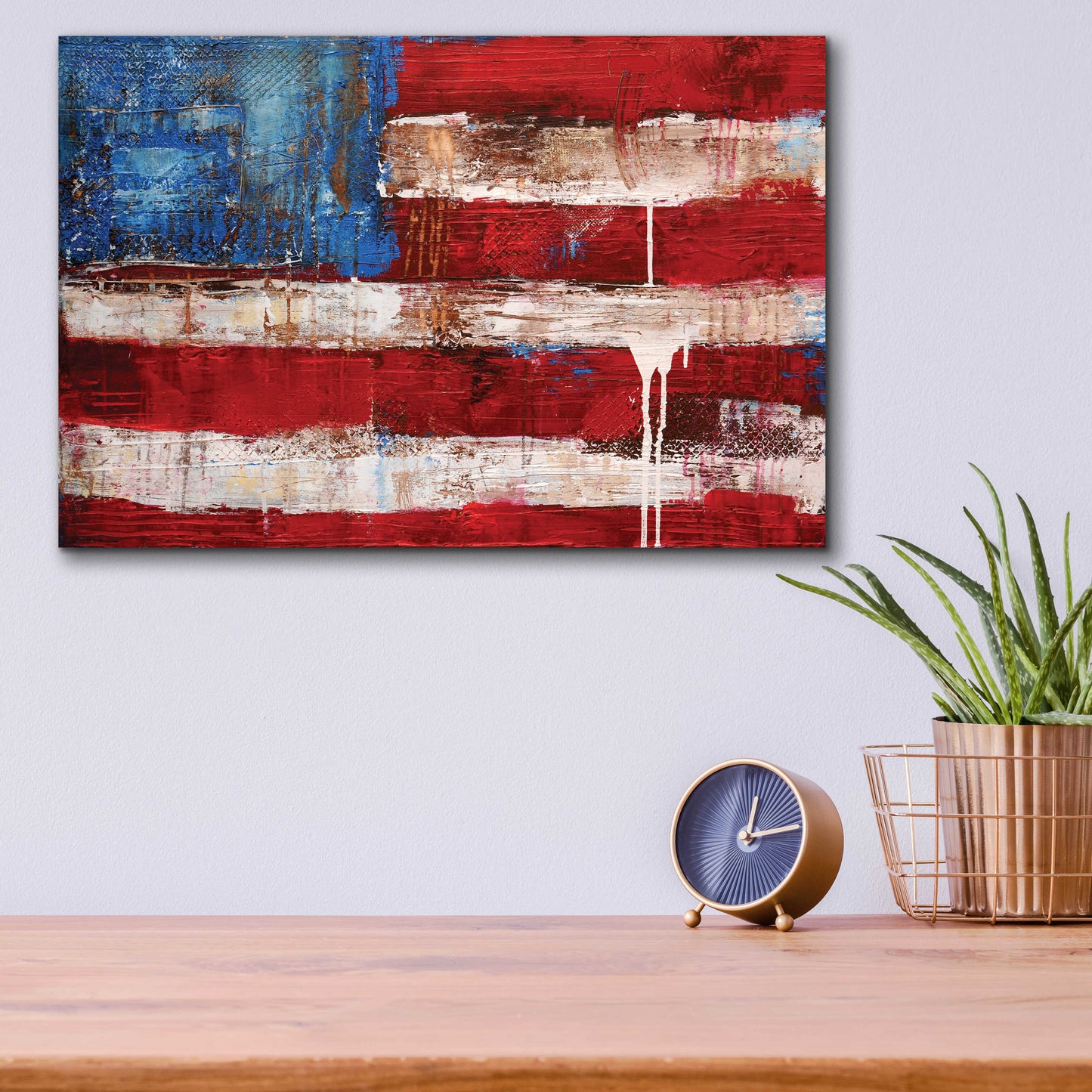 Epic Art 'Ashley American Flag' by Erin Ashley, Acrylic Glass Wall Art,16x12