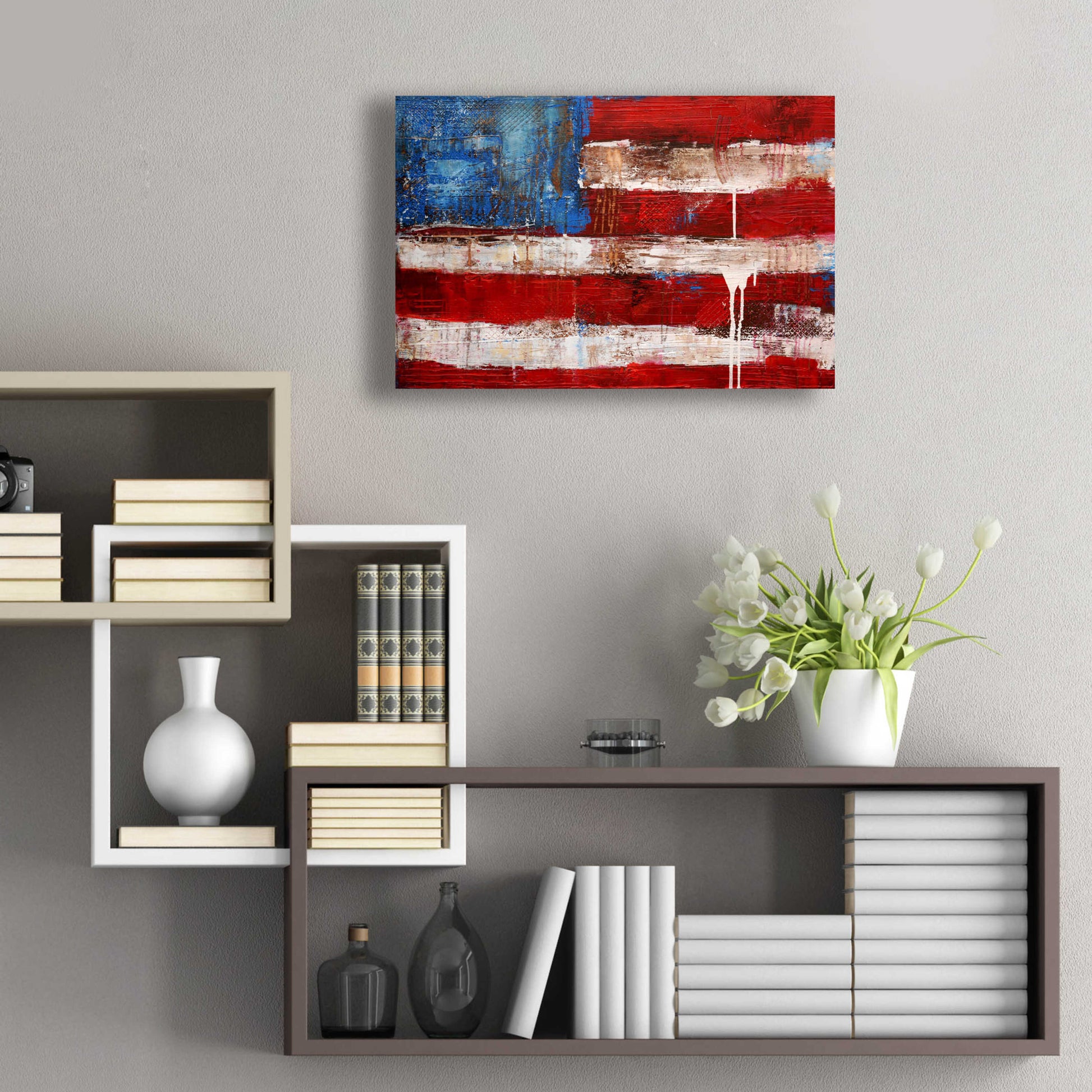 Epic Art 'Ashley American Flag' by Erin Ashley, Acrylic Glass Wall Art,24x16