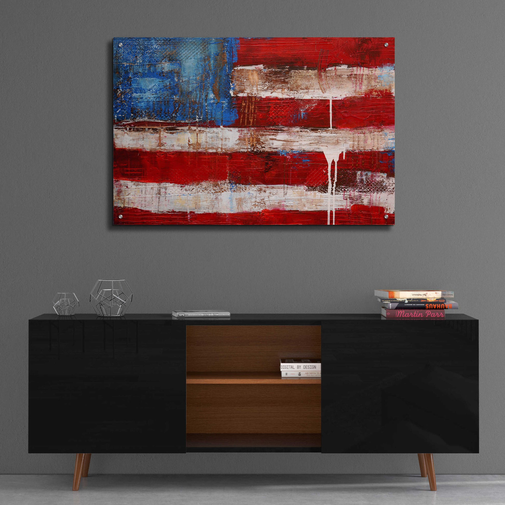 Epic Art 'Ashley American Flag' by Erin Ashley, Acrylic Glass Wall Art,36x24