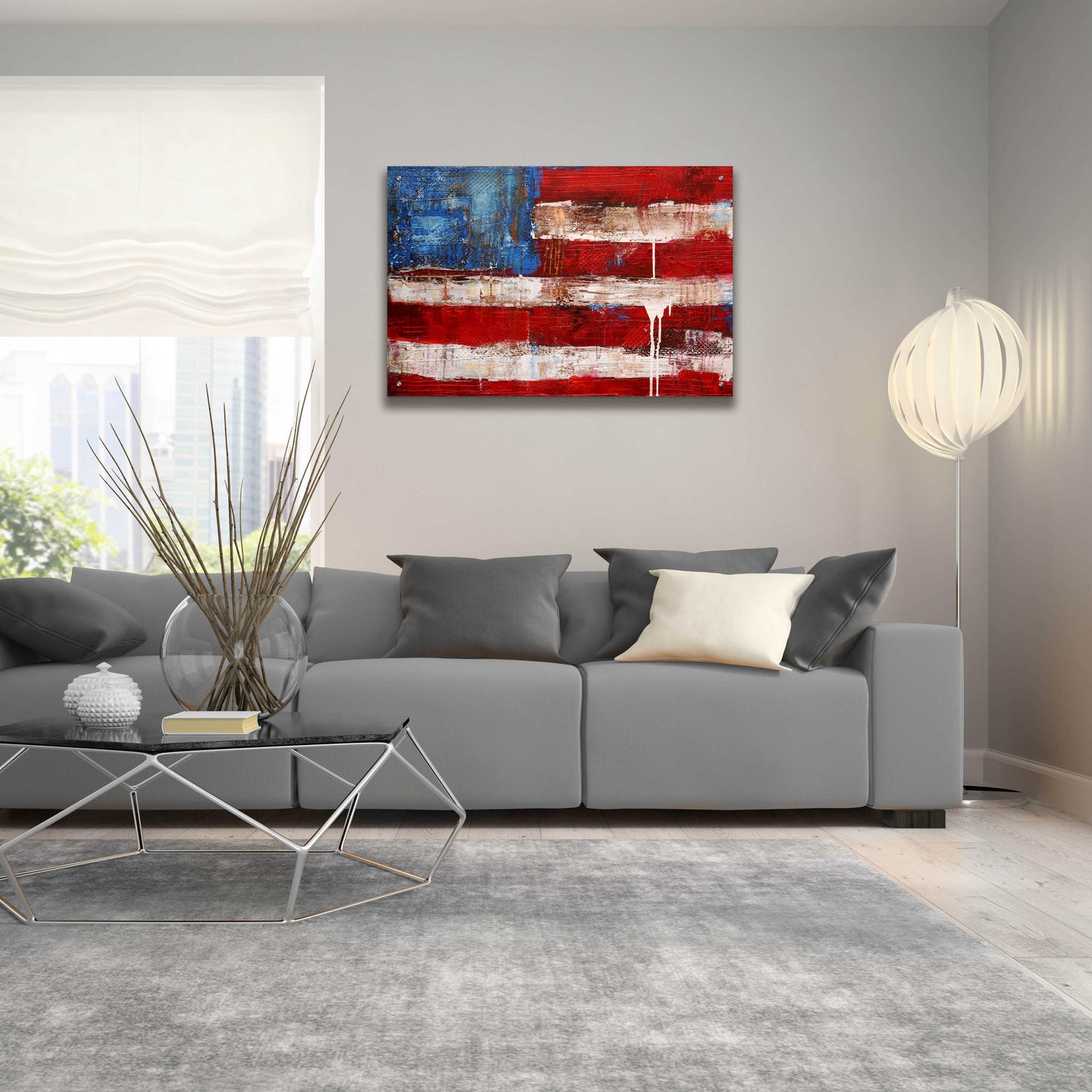 Epic Art 'Ashley American Flag' by Erin Ashley, Acrylic Glass Wall Art,36x24