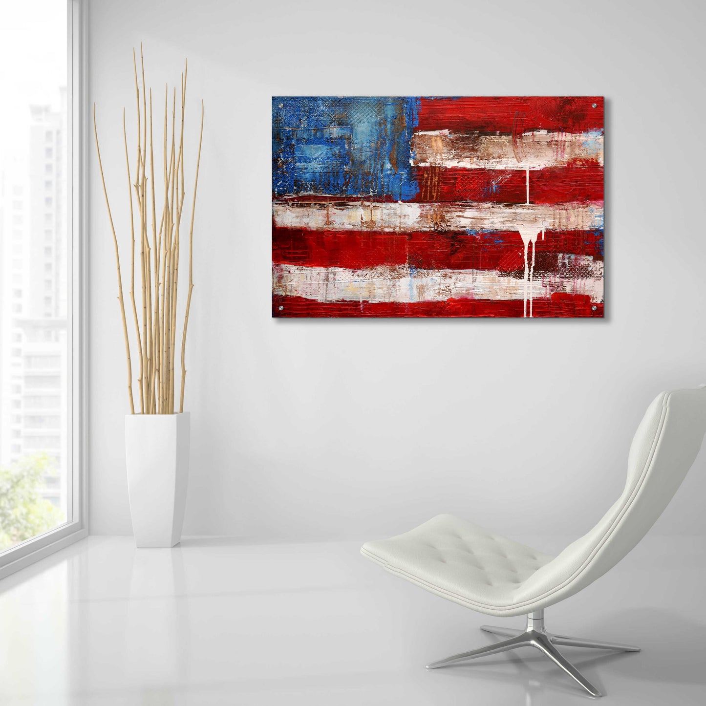 Epic Art 'Ashley American Flag' by Erin Ashley, Acrylic Glass Wall Art,36x24