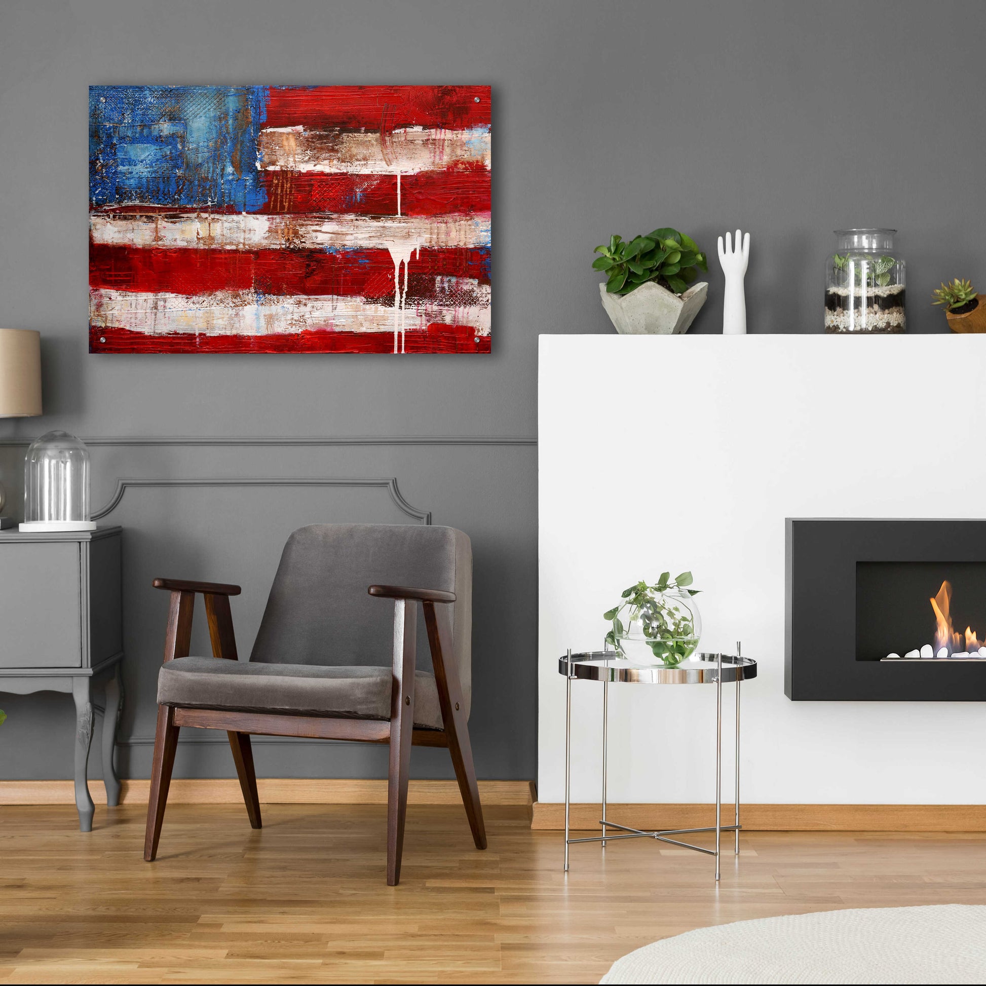 Epic Art 'Ashley American Flag' by Erin Ashley, Acrylic Glass Wall Art,36x24