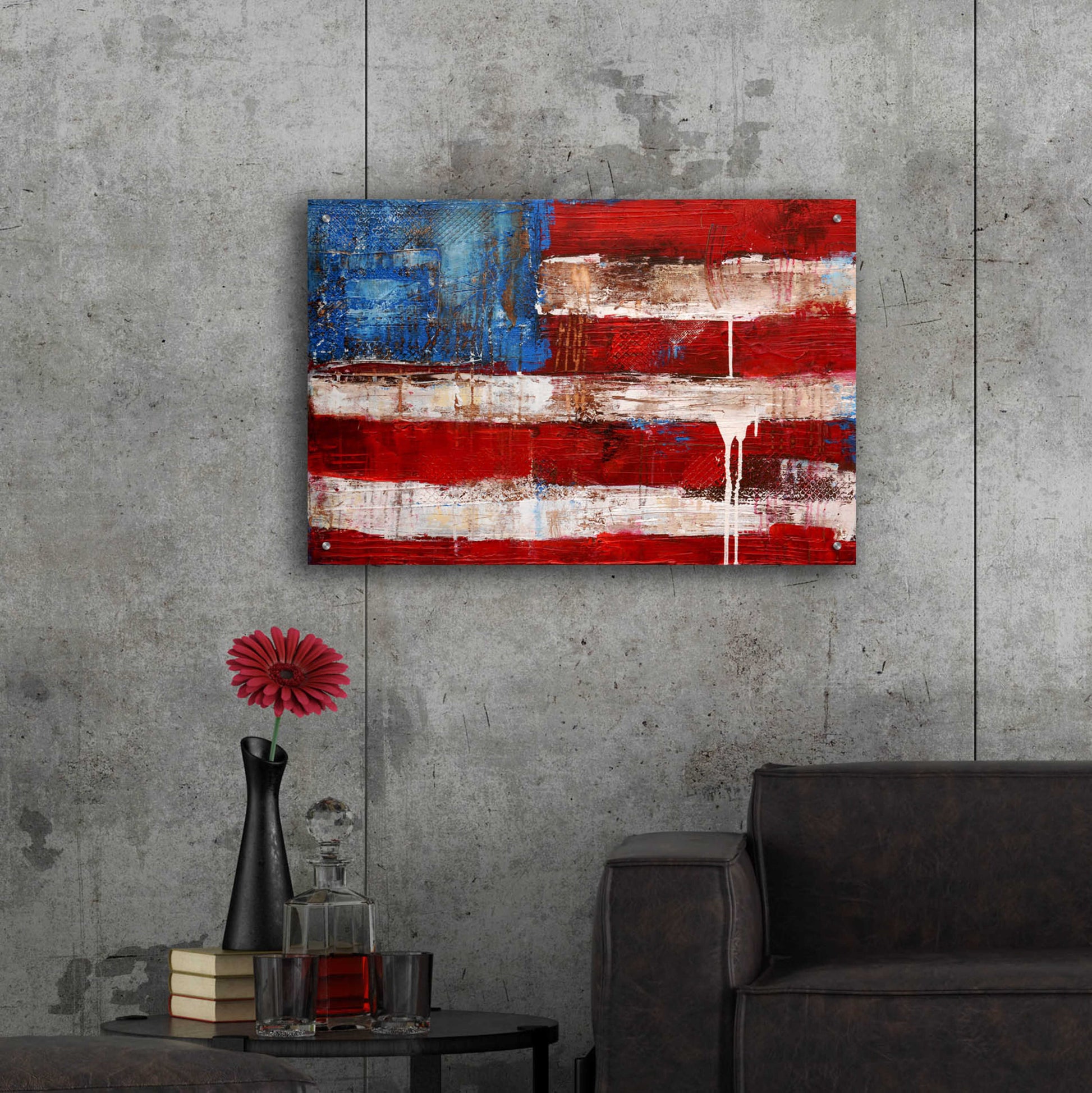 Epic Art 'Ashley American Flag' by Erin Ashley, Acrylic Glass Wall Art,36x24