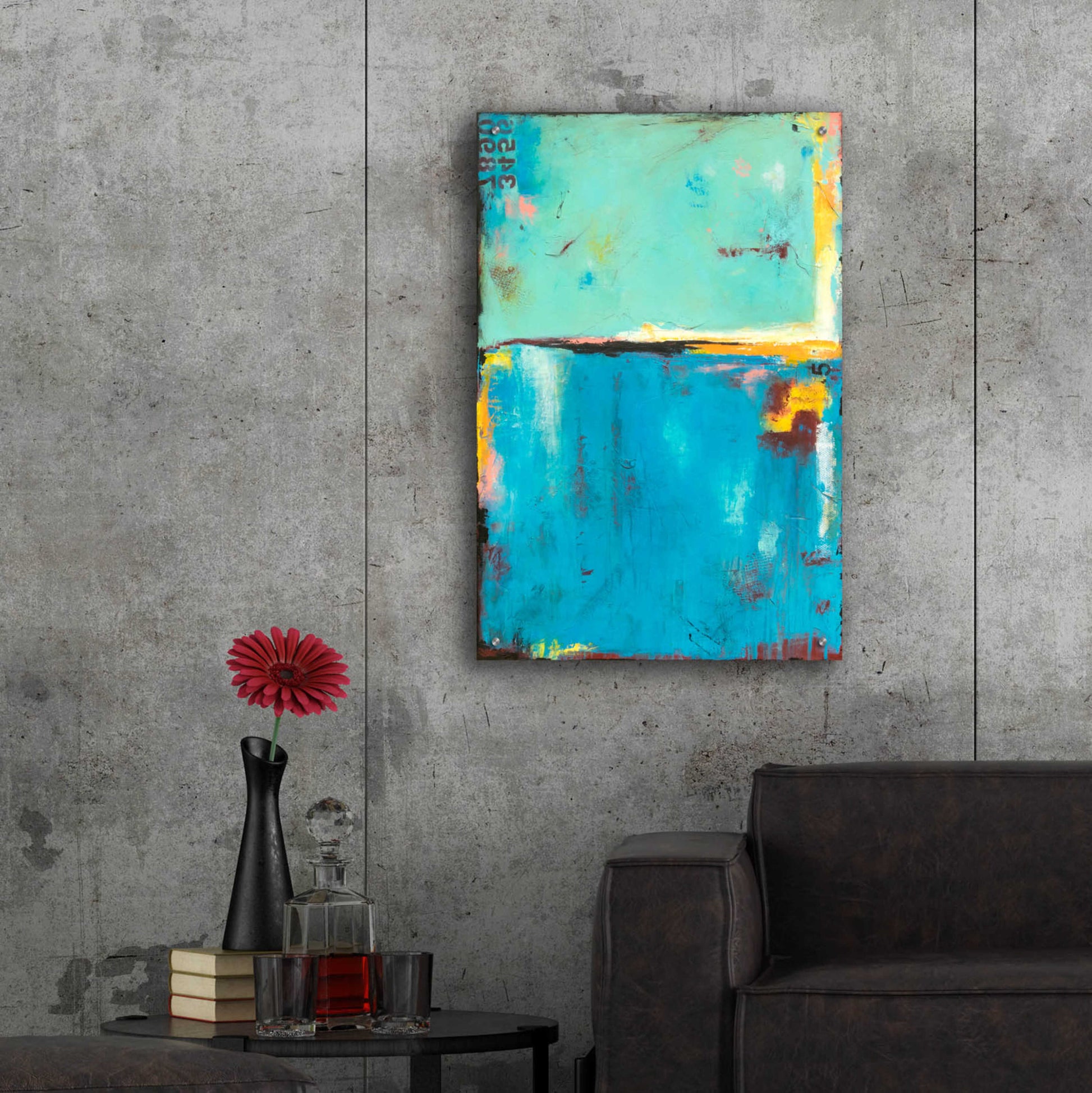 Epic Art 'Matchbox Blue 55' by Erin Ashley, Acrylic Glass Wall Art,24x36