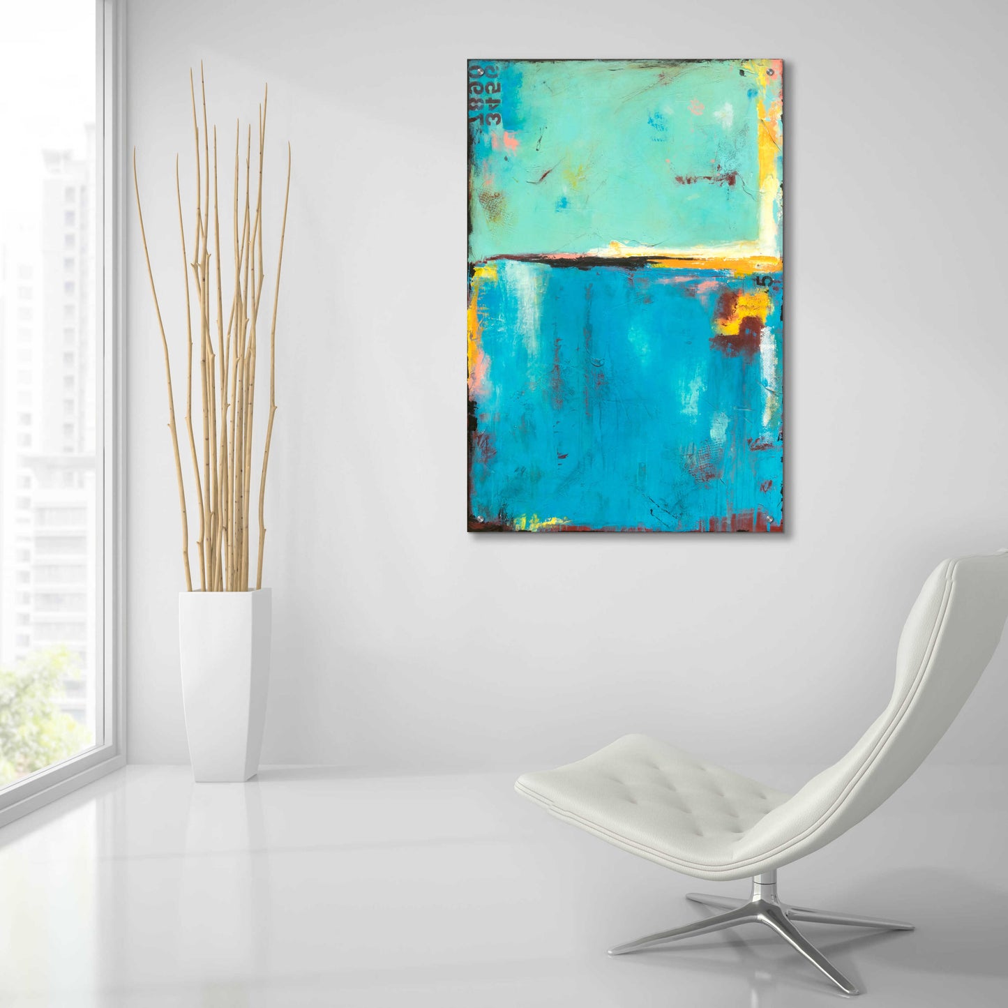 Epic Art 'Matchbox Blue 55' by Erin Ashley, Acrylic Glass Wall Art,24x36