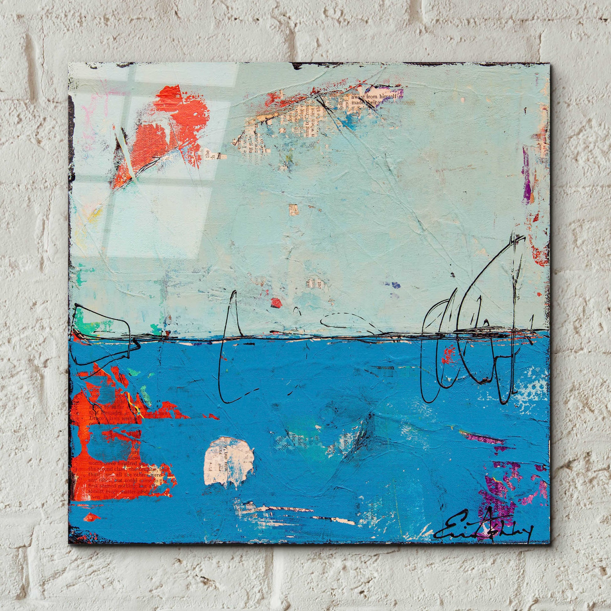 Epic Art 'Blue Bound' by Erin Ashley, Acrylic Glass Wall Art,12x12