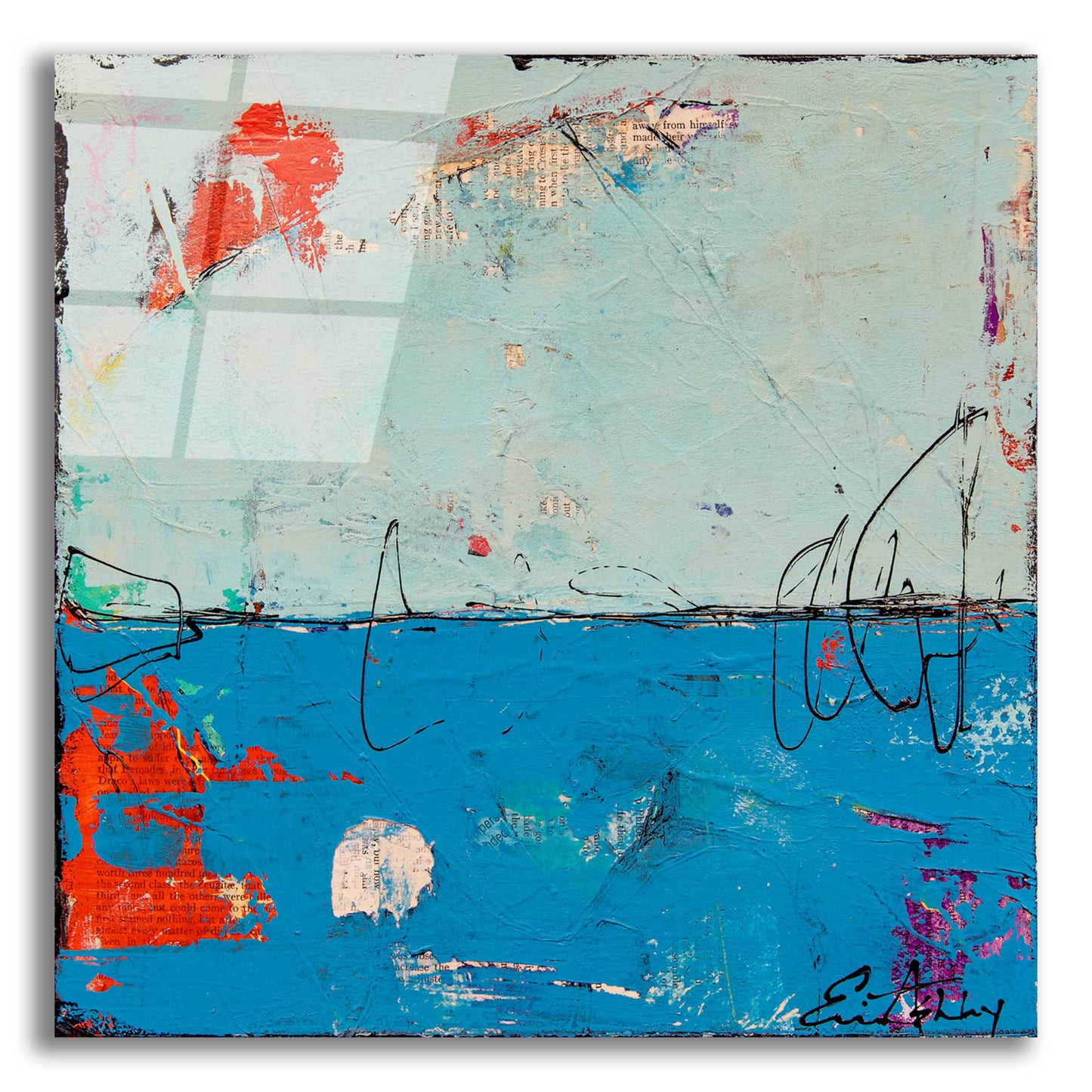 Epic Art 'Blue Bound' by Erin Ashley, Acrylic Glass Wall Art,12x12