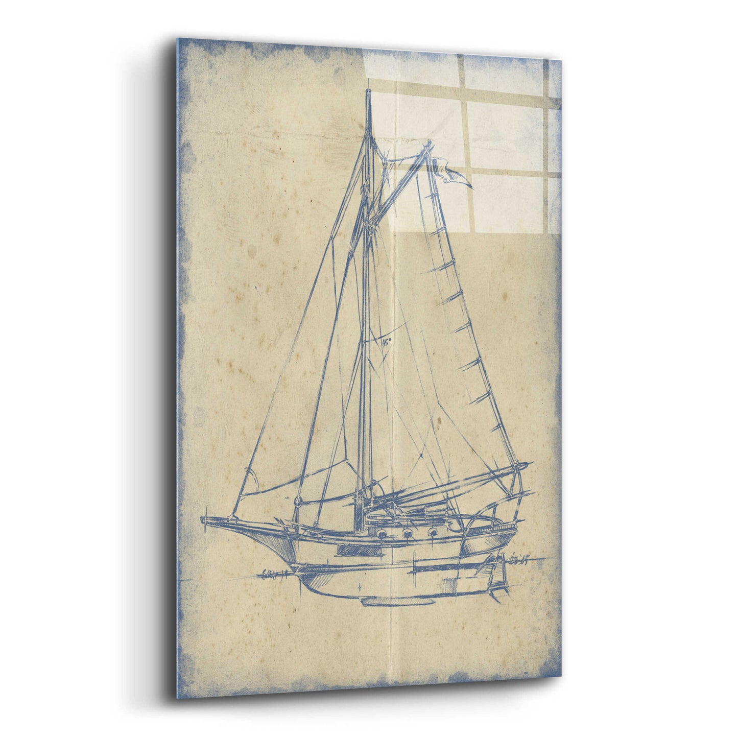 Epic Art 'Yacht Blueprint II' by Ethan Harper, Acrylic Glass Wall Art,12x16