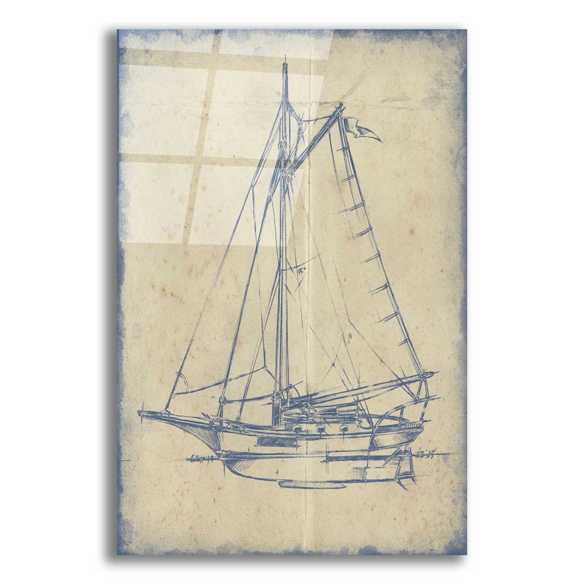 Epic Art 'Yacht Blueprint II' by Ethan Harper, Acrylic Glass Wall Art,16x24