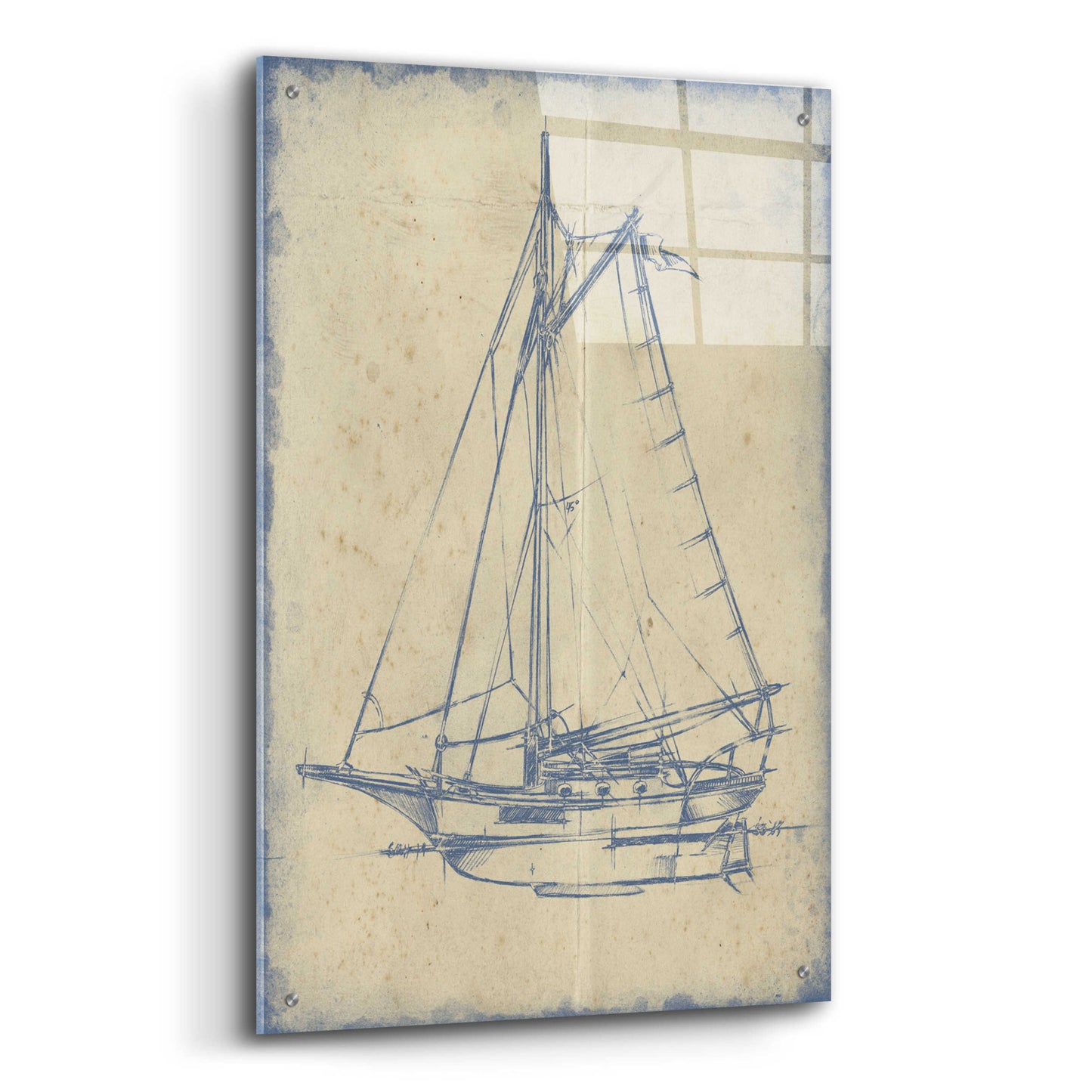 Epic Art 'Yacht Blueprint II' by Ethan Harper, Acrylic Glass Wall Art,24x36