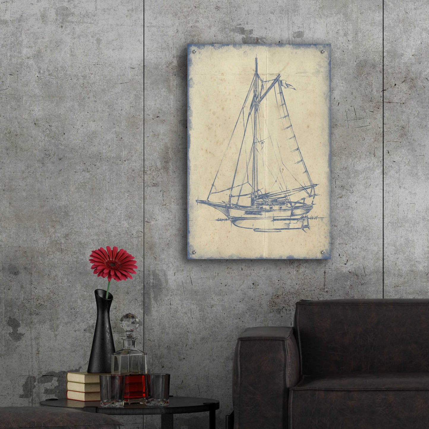 Epic Art 'Yacht Blueprint II' by Ethan Harper, Acrylic Glass Wall Art,24x36