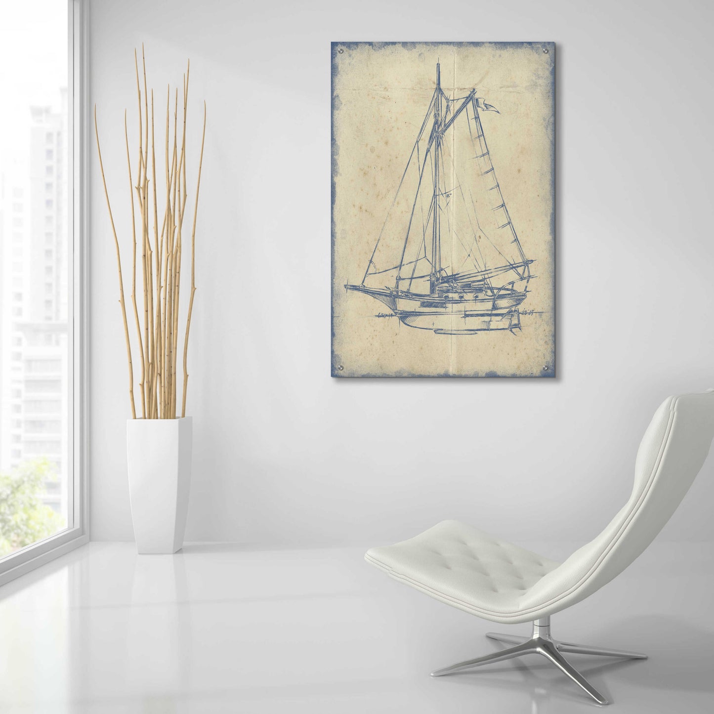 Epic Art 'Yacht Blueprint II' by Ethan Harper, Acrylic Glass Wall Art,24x36