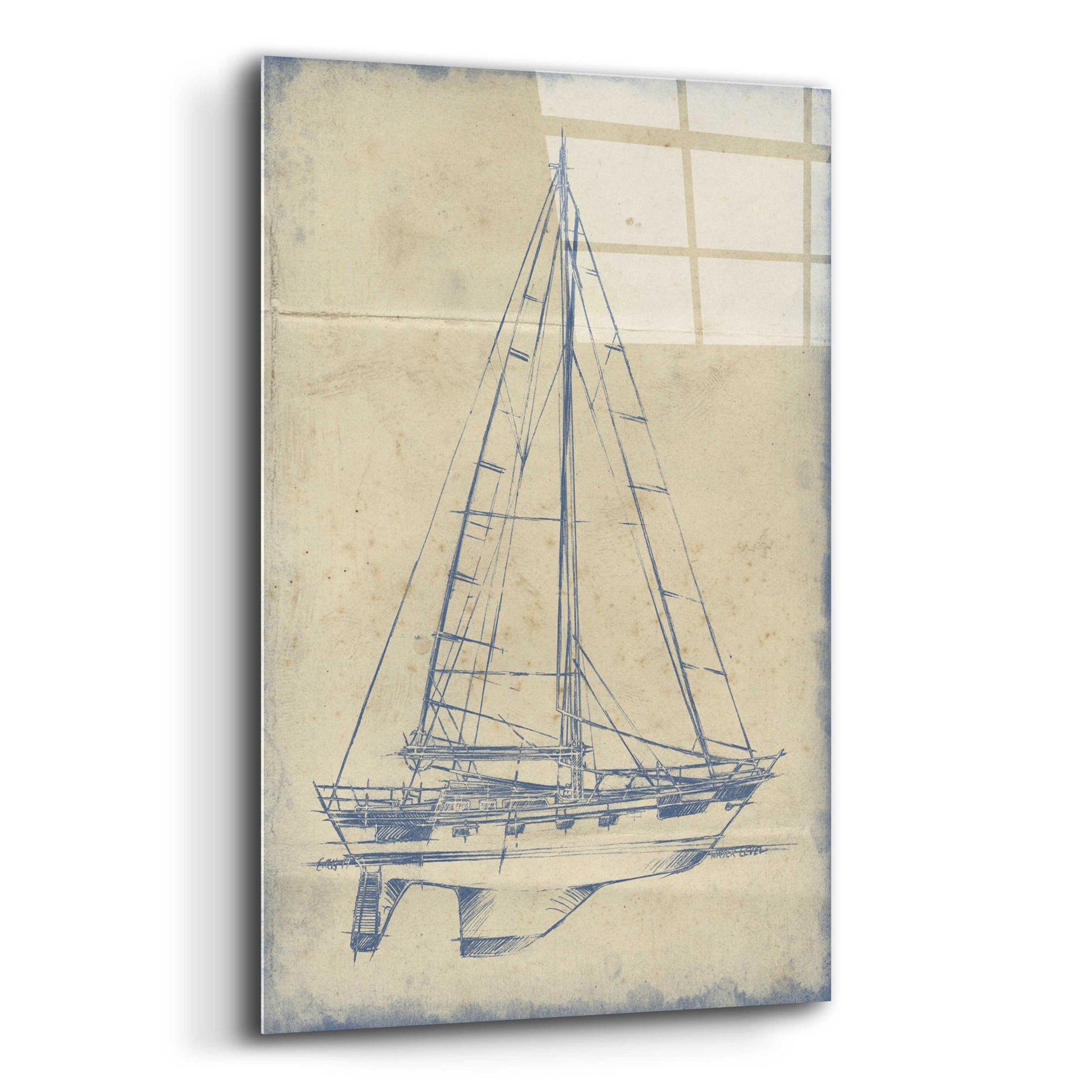 Epic Art 'Yacht Blueprint IV' by Ethan Harper, Acrylic Glass Wall Art,12x16