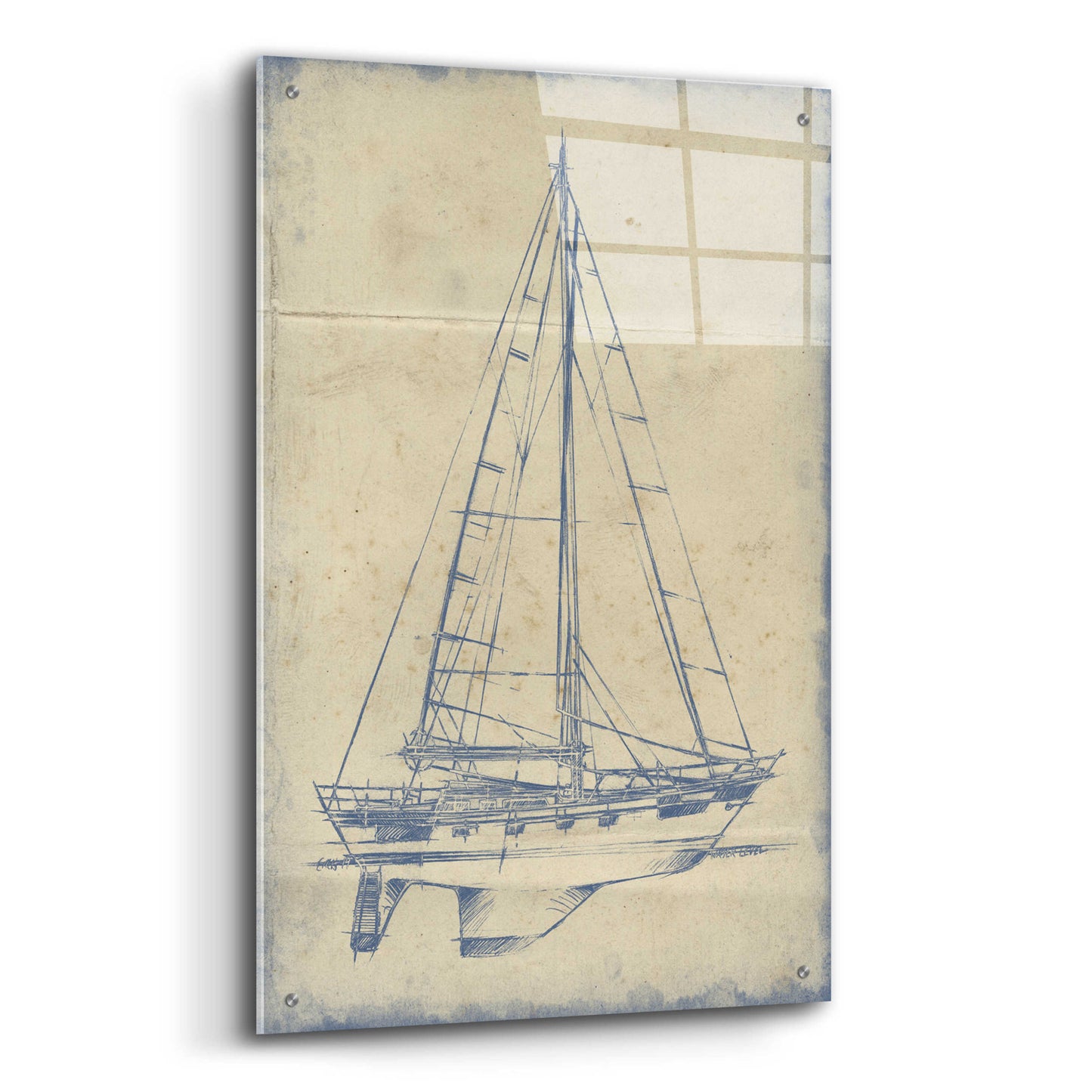 Epic Art 'Yacht Blueprint IV' by Ethan Harper, Acrylic Glass Wall Art,24x36