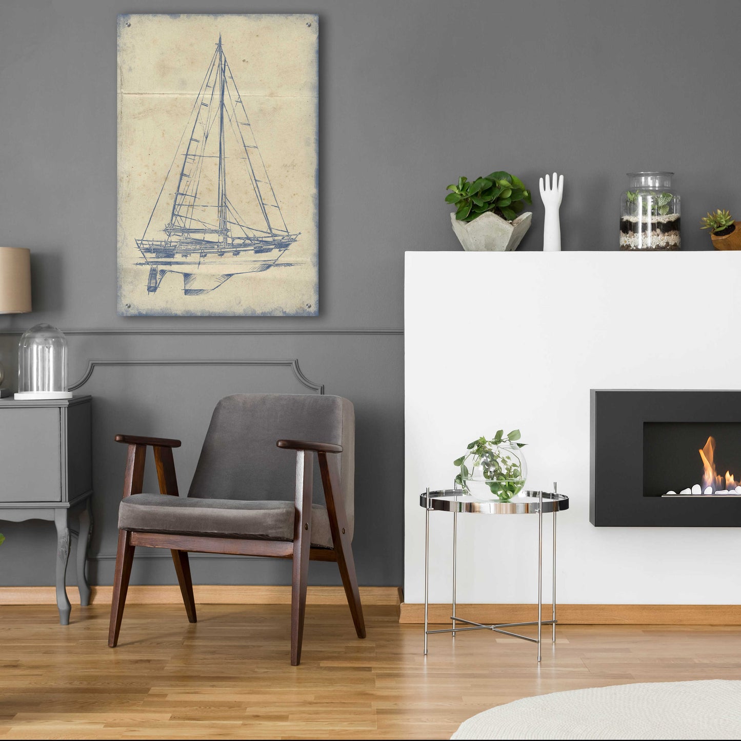 Epic Art 'Yacht Blueprint IV' by Ethan Harper, Acrylic Glass Wall Art,24x36