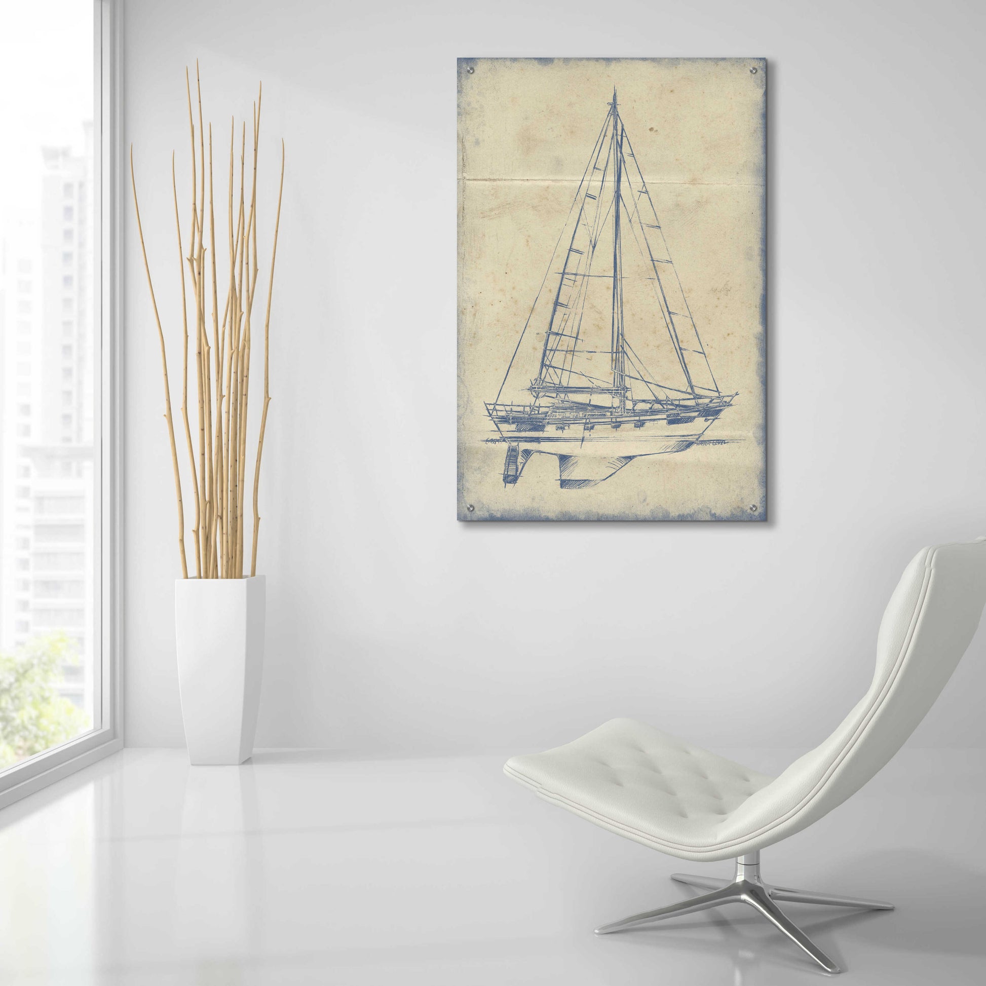 Epic Art 'Yacht Blueprint IV' by Ethan Harper, Acrylic Glass Wall Art,24x36