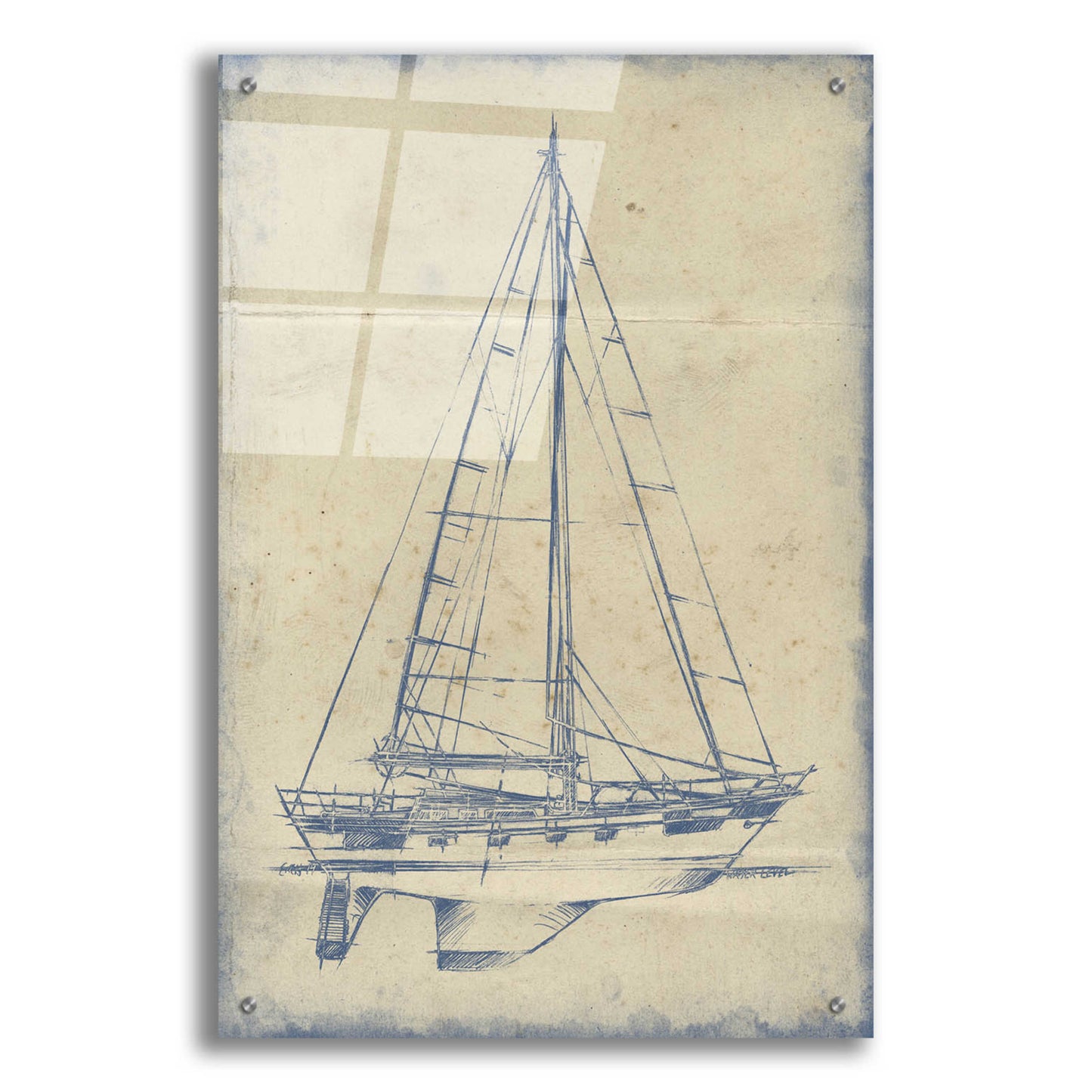 Epic Art 'Yacht Blueprint IV' by Ethan Harper, Acrylic Glass Wall Art,24x36