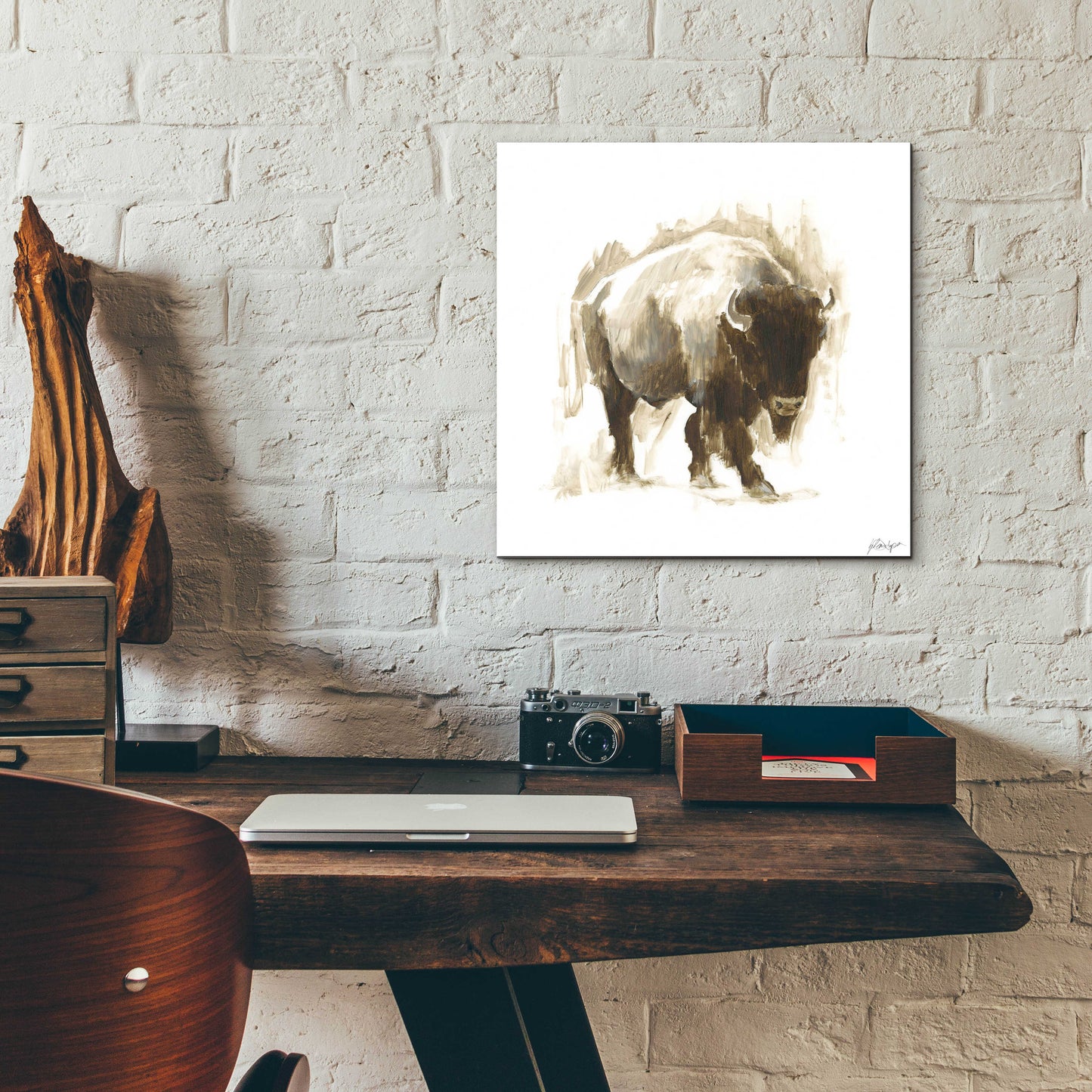 Epic Art 'Rustic Bison I' by Ethan Harper, Acrylic Glass Wall Art,12x12