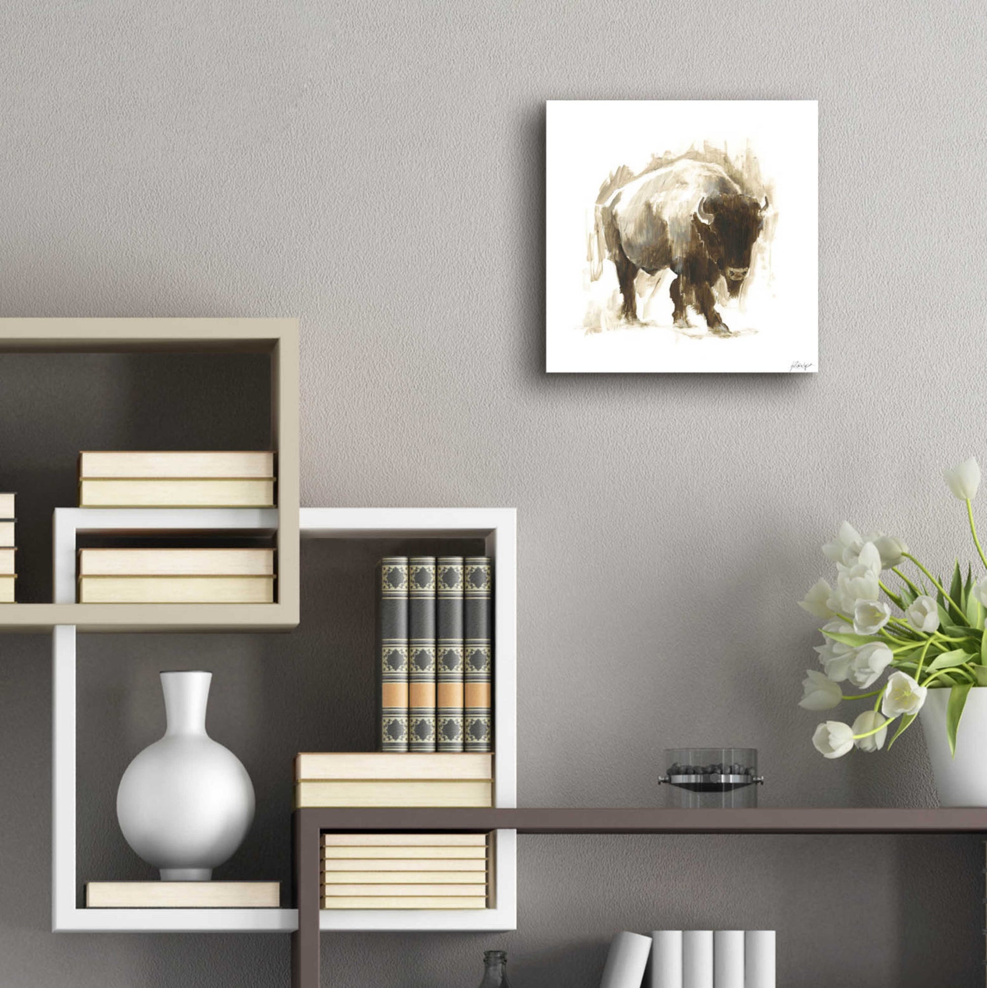 Epic Art 'Rustic Bison I' by Ethan Harper, Acrylic Glass Wall Art,12x12