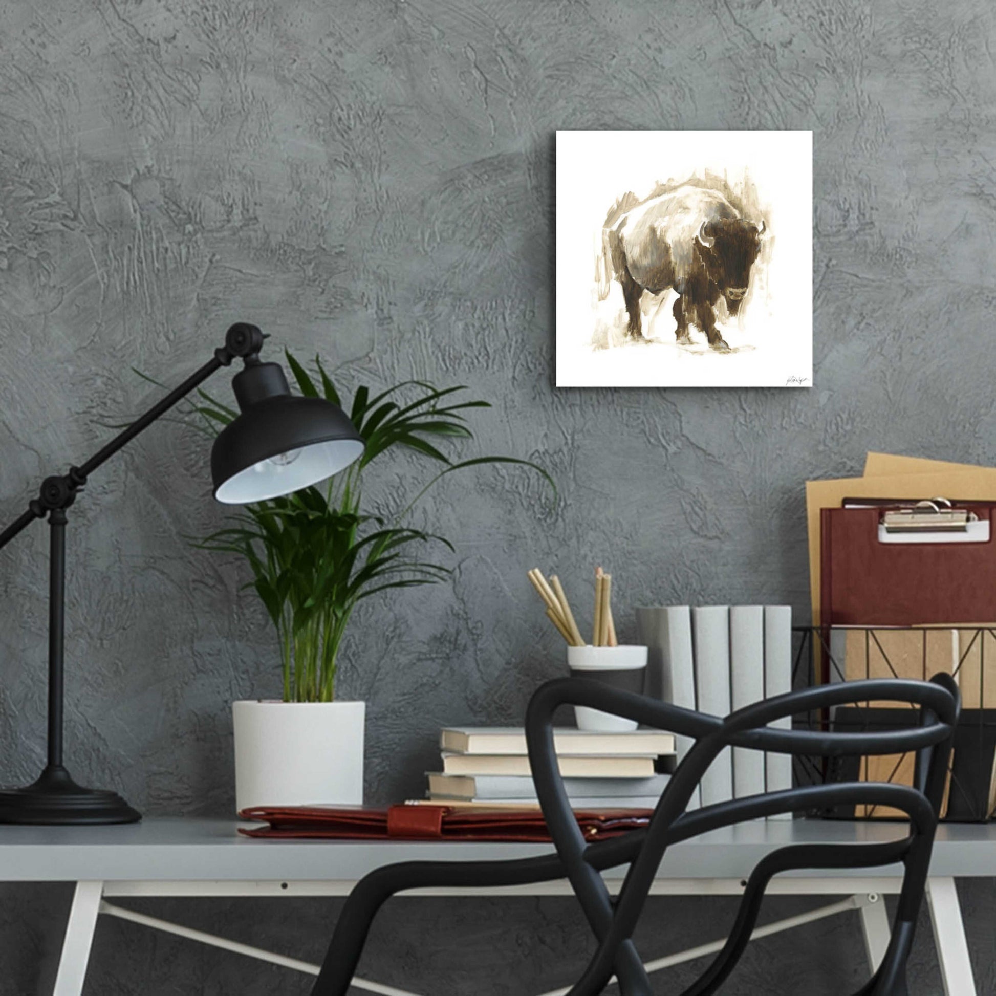 Epic Art 'Rustic Bison I' by Ethan Harper, Acrylic Glass Wall Art,12x12