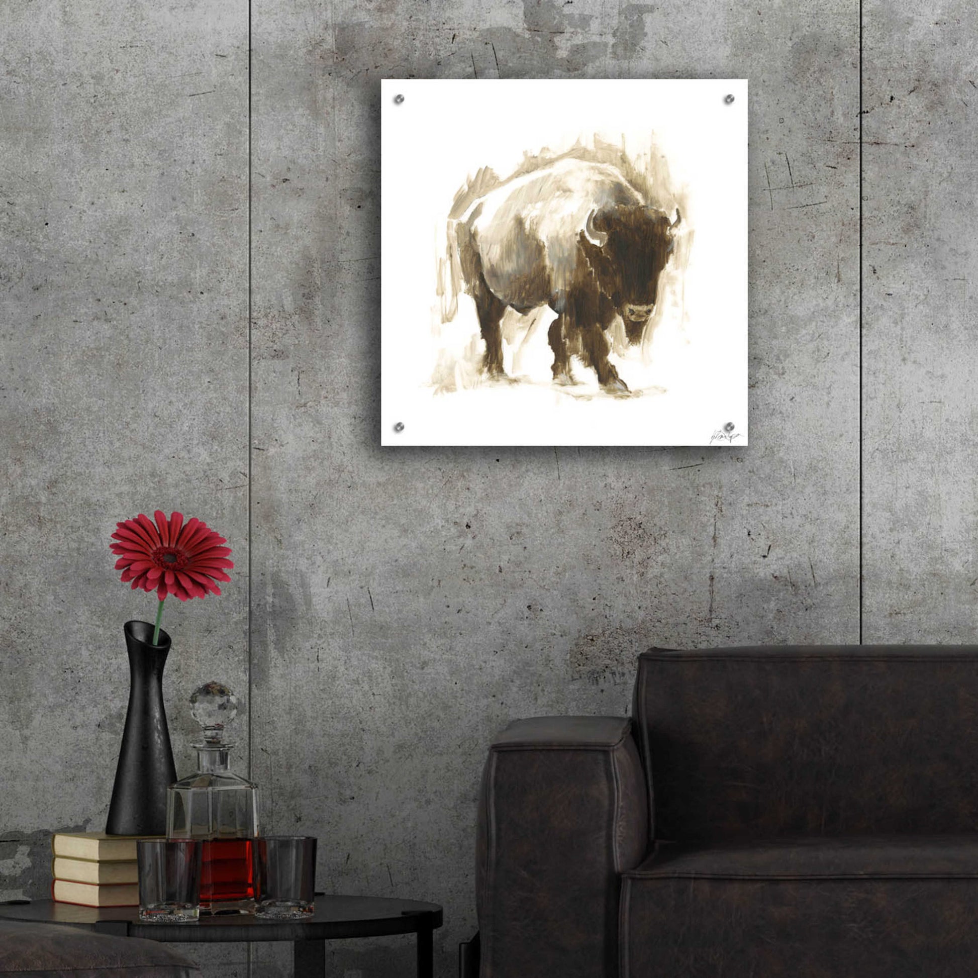 Epic Art 'Rustic Bison I' by Ethan Harper, Acrylic Glass Wall Art,24x24