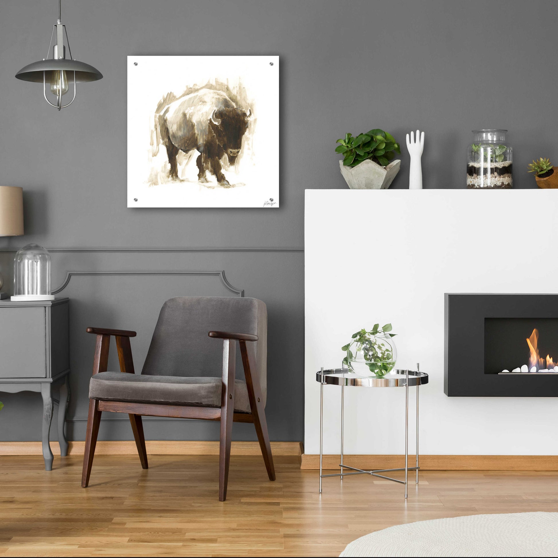 Epic Art 'Rustic Bison I' by Ethan Harper, Acrylic Glass Wall Art,24x24