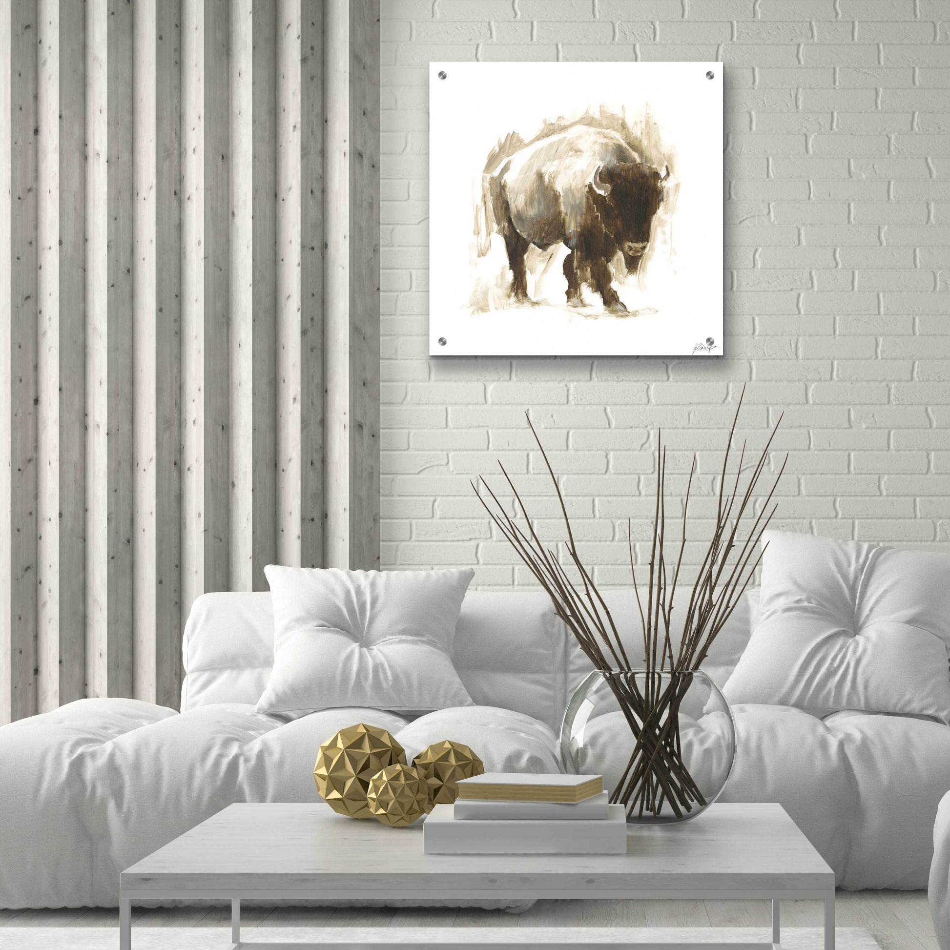 Epic Art 'Rustic Bison I' by Ethan Harper, Acrylic Glass Wall Art,24x24