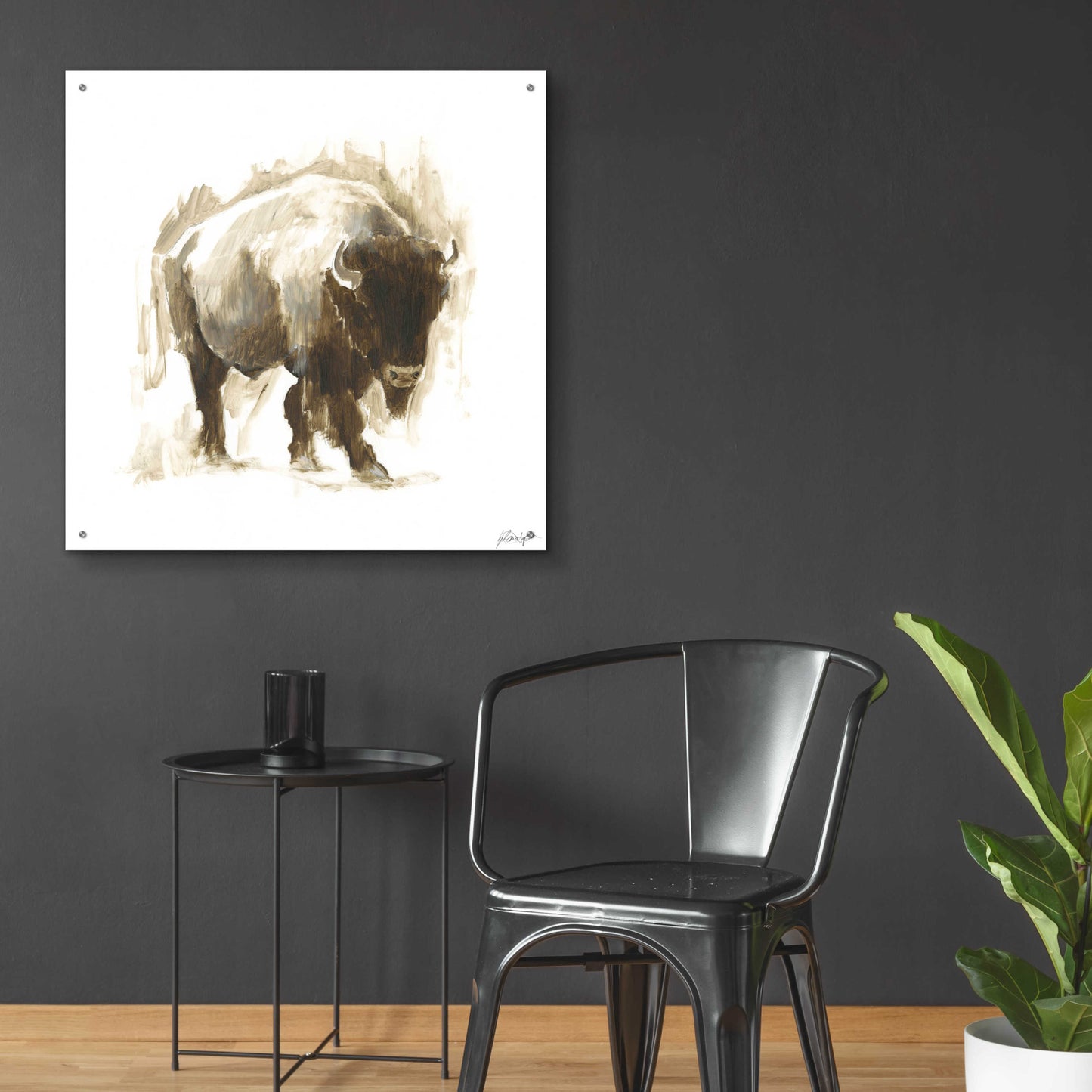 Epic Art 'Rustic Bison I' by Ethan Harper, Acrylic Glass Wall Art,36x36