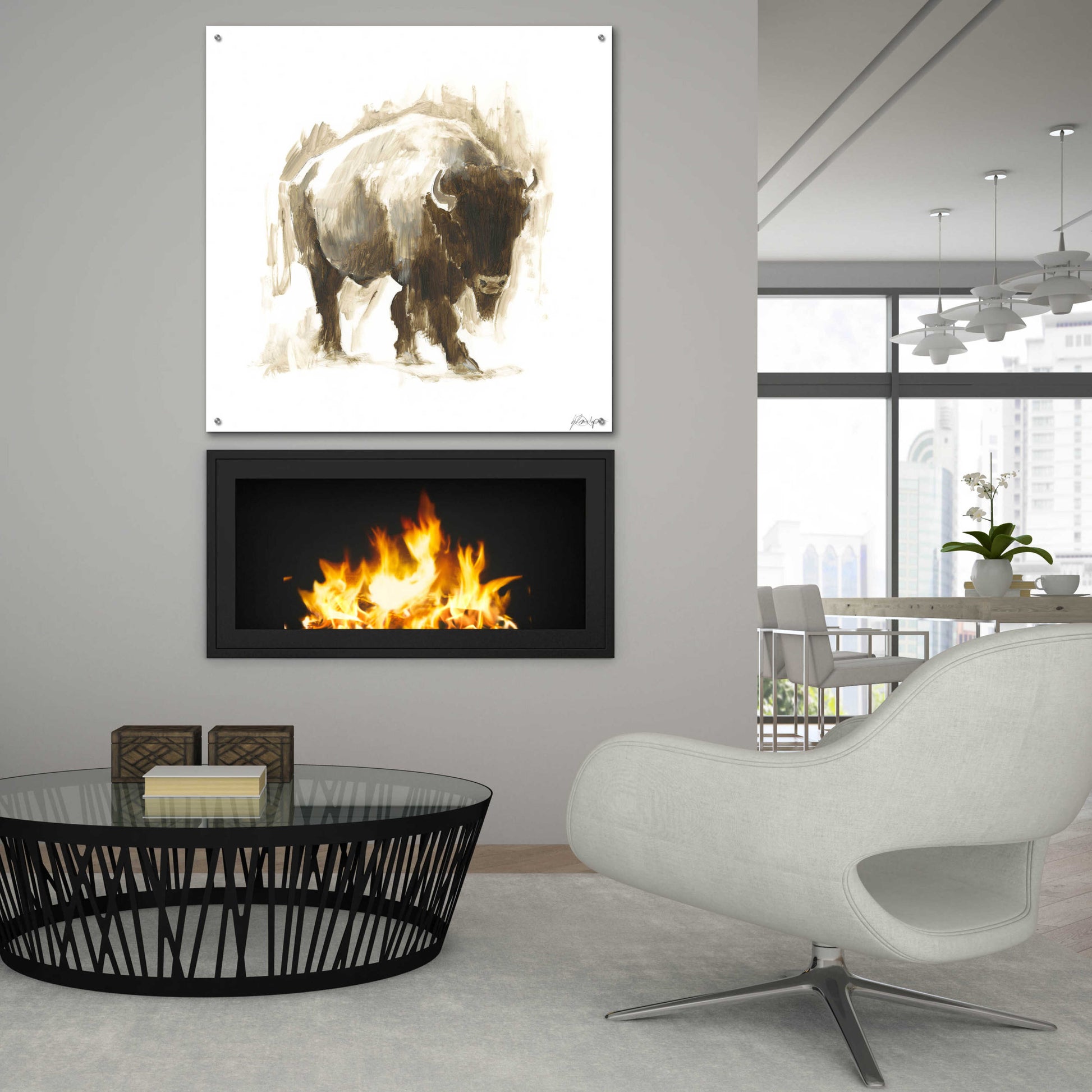 Epic Art 'Rustic Bison I' by Ethan Harper, Acrylic Glass Wall Art,36x36