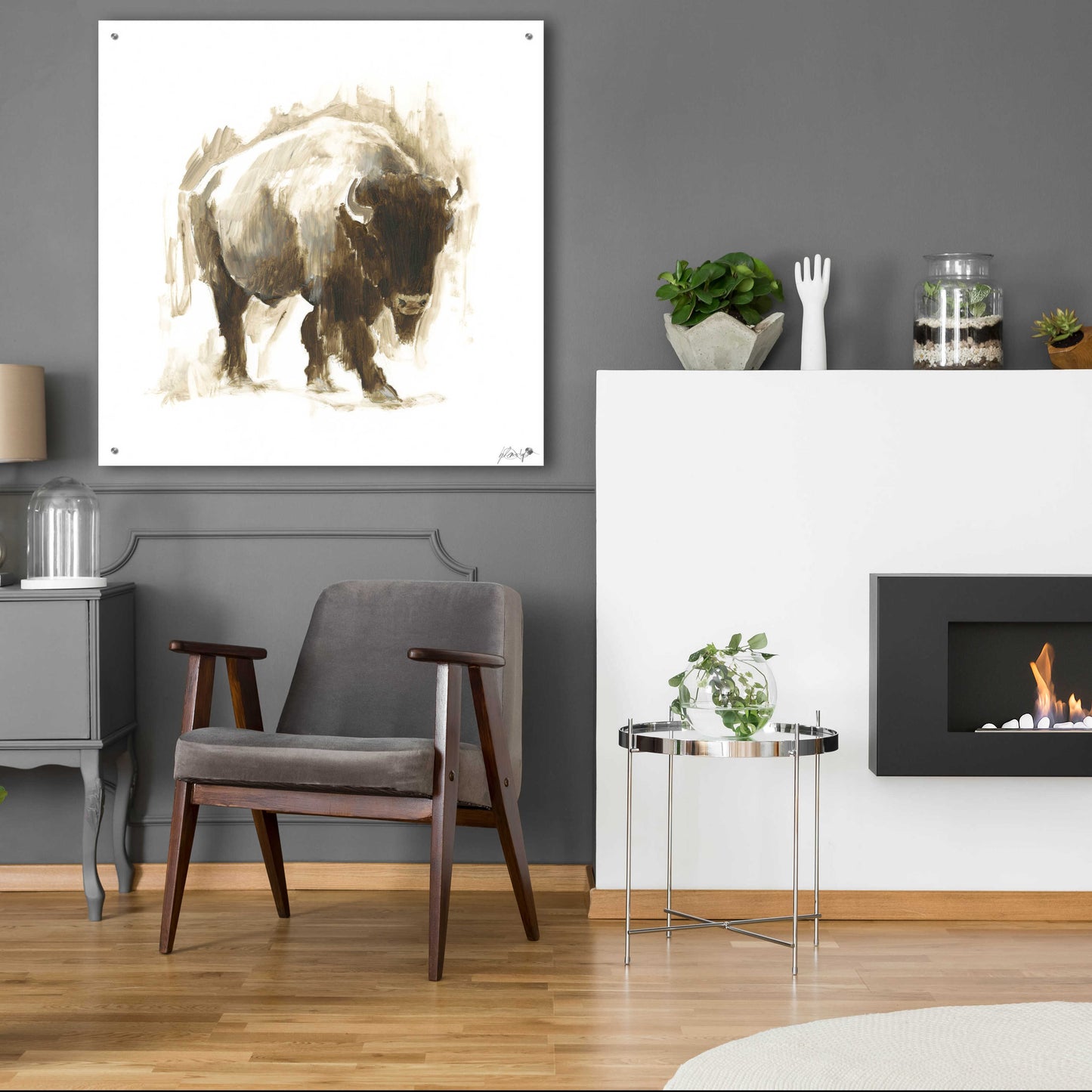 Epic Art 'Rustic Bison I' by Ethan Harper, Acrylic Glass Wall Art,36x36