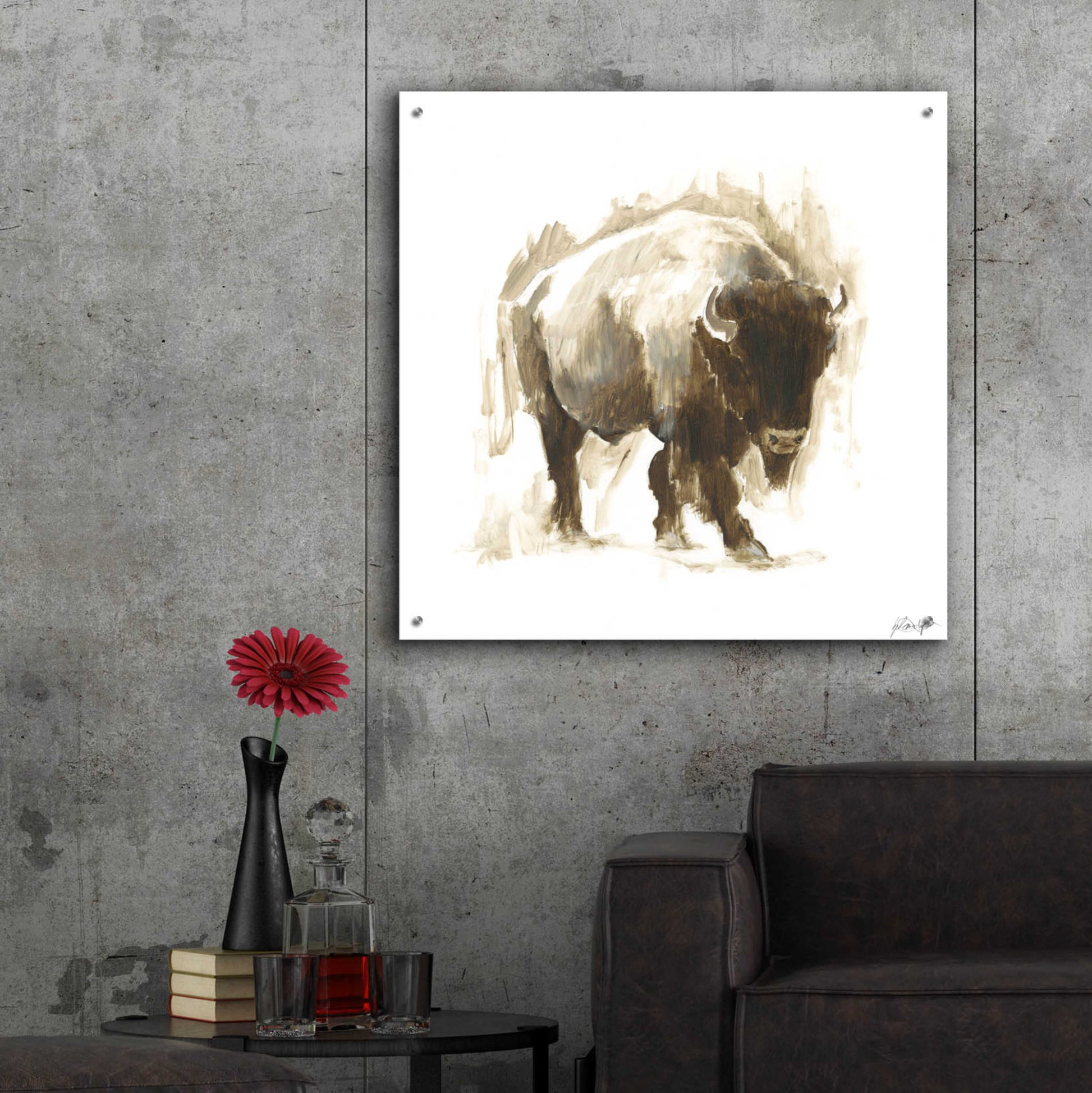 Epic Art 'Rustic Bison I' by Ethan Harper, Acrylic Glass Wall Art,36x36