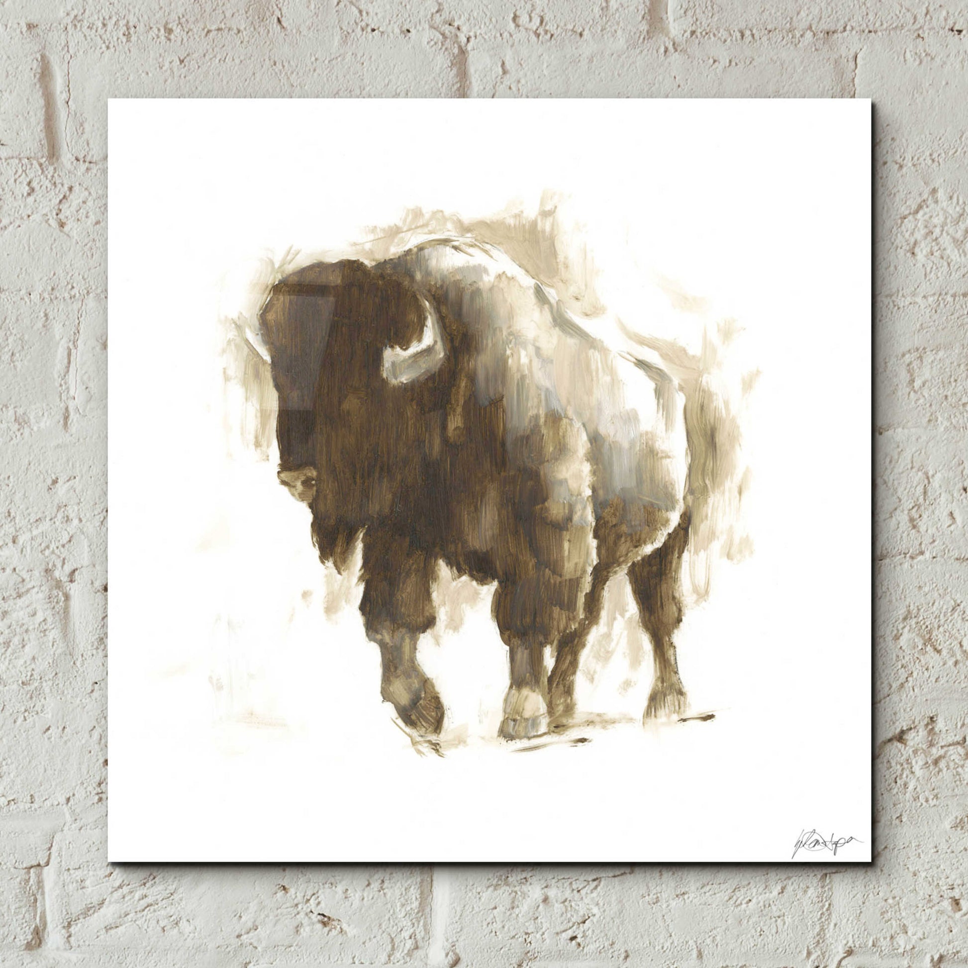 Epic Art 'Rustic Bison II' by Ethan Harper, Acrylic Glass Wall Art,12x12