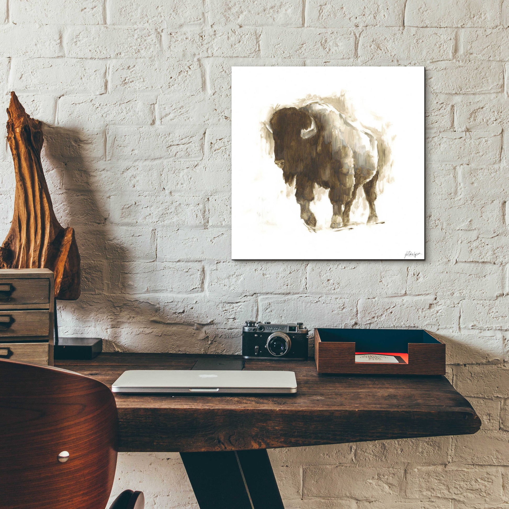 Epic Art 'Rustic Bison II' by Ethan Harper, Acrylic Glass Wall Art,12x12