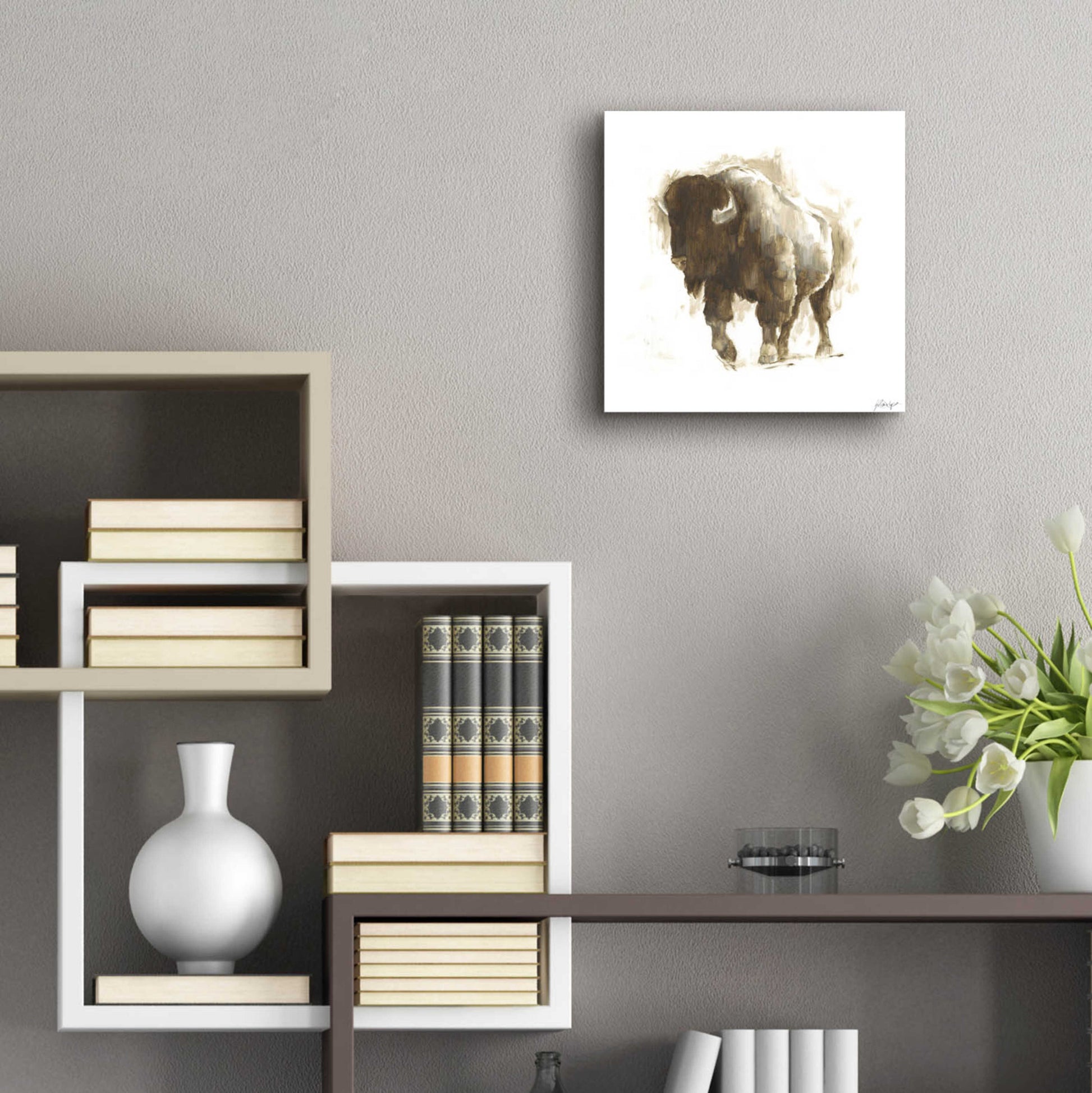 Epic Art 'Rustic Bison II' by Ethan Harper, Acrylic Glass Wall Art,12x12