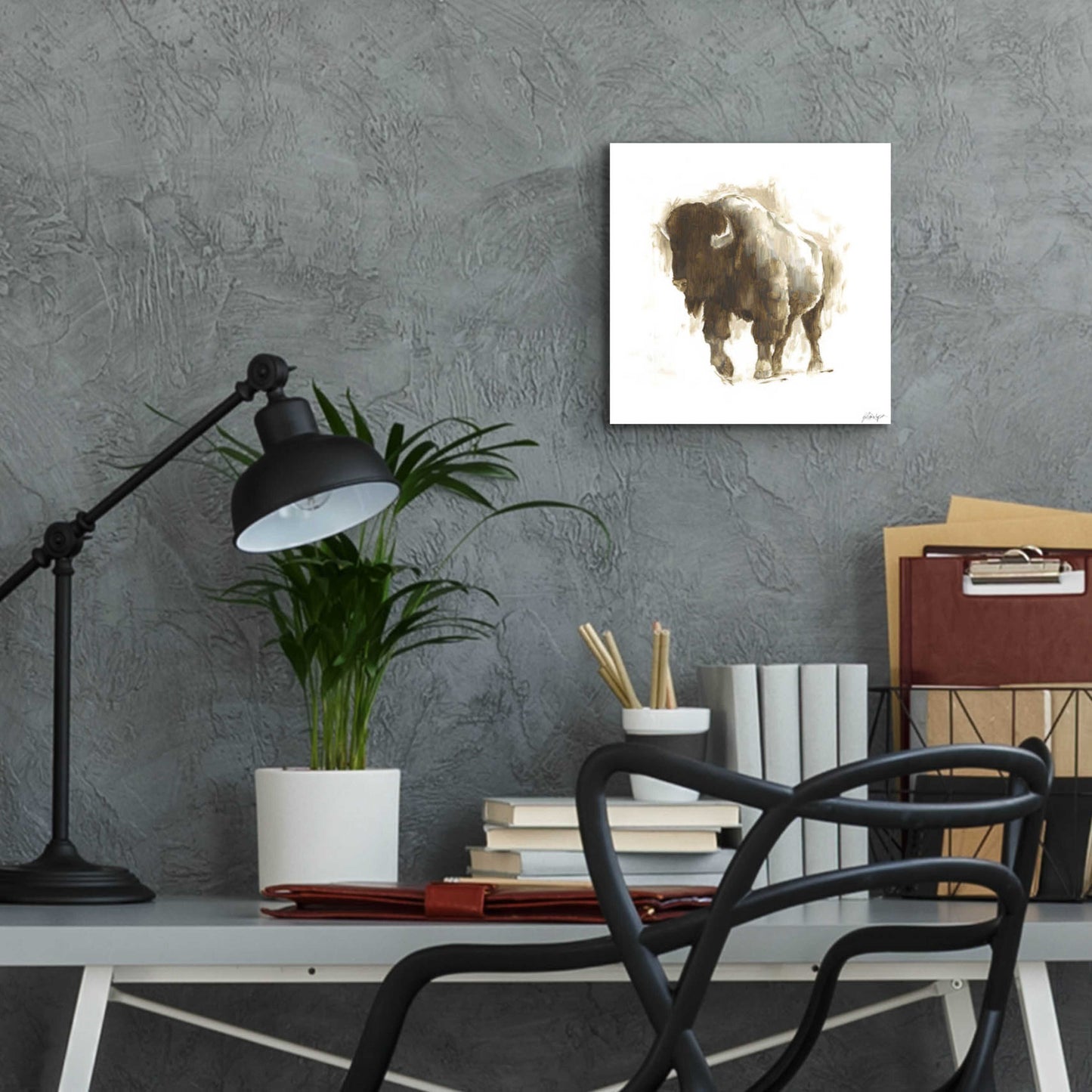 Epic Art 'Rustic Bison II' by Ethan Harper, Acrylic Glass Wall Art,12x12