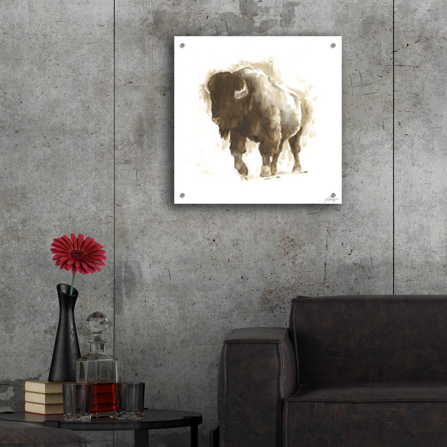 Epic Art 'Rustic Bison II' by Ethan Harper, Acrylic Glass Wall Art,24x24