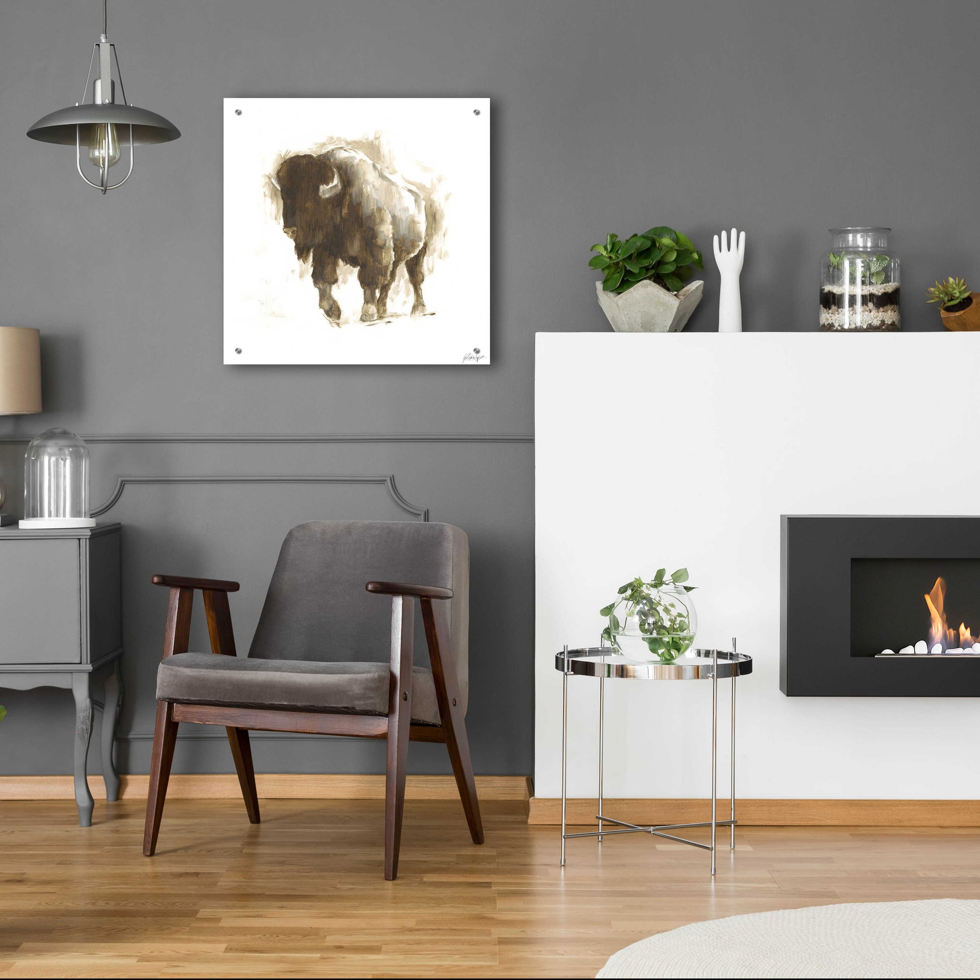 Epic Art 'Rustic Bison II' by Ethan Harper, Acrylic Glass Wall Art,24x24