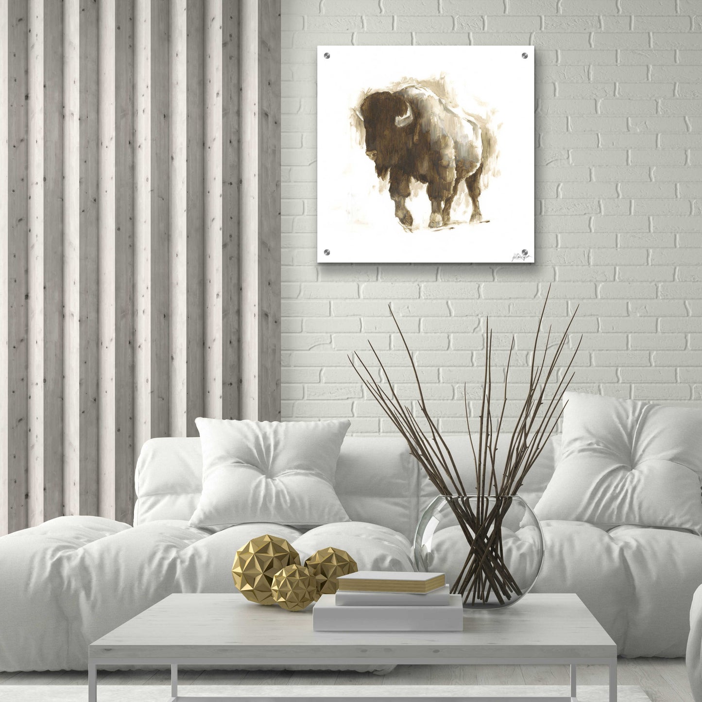 Epic Art 'Rustic Bison II' by Ethan Harper, Acrylic Glass Wall Art,24x24