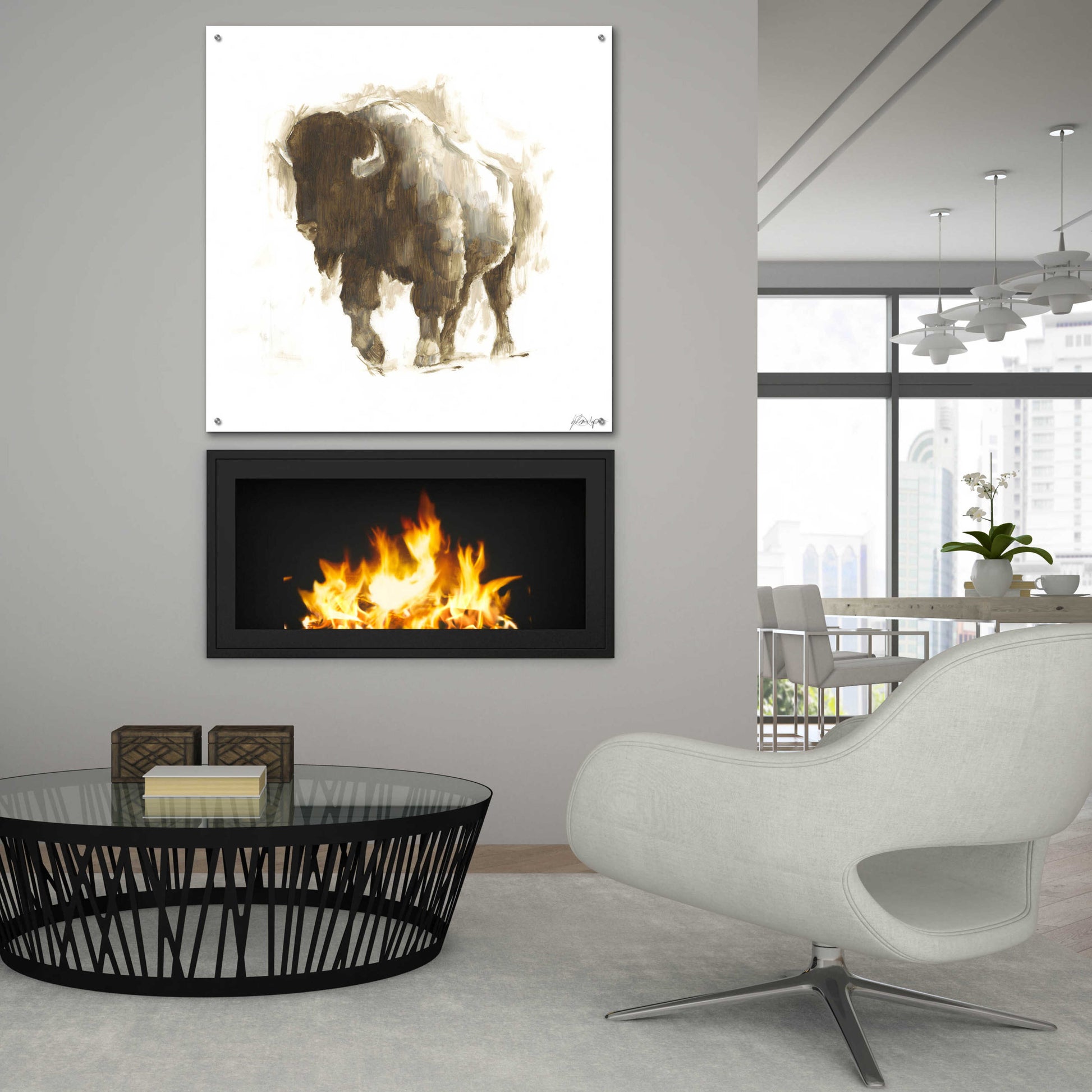 Epic Art 'Rustic Bison II' by Ethan Harper, Acrylic Glass Wall Art,36x36