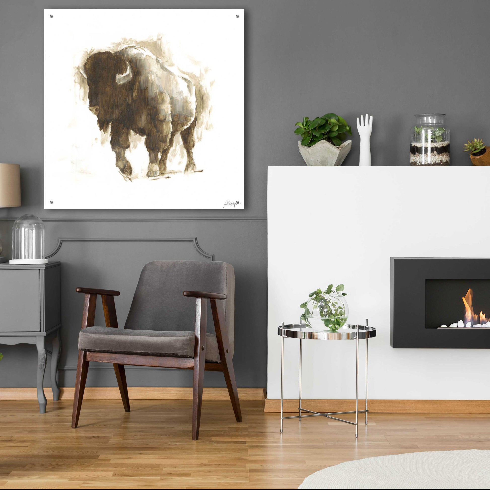 Epic Art 'Rustic Bison II' by Ethan Harper, Acrylic Glass Wall Art,36x36