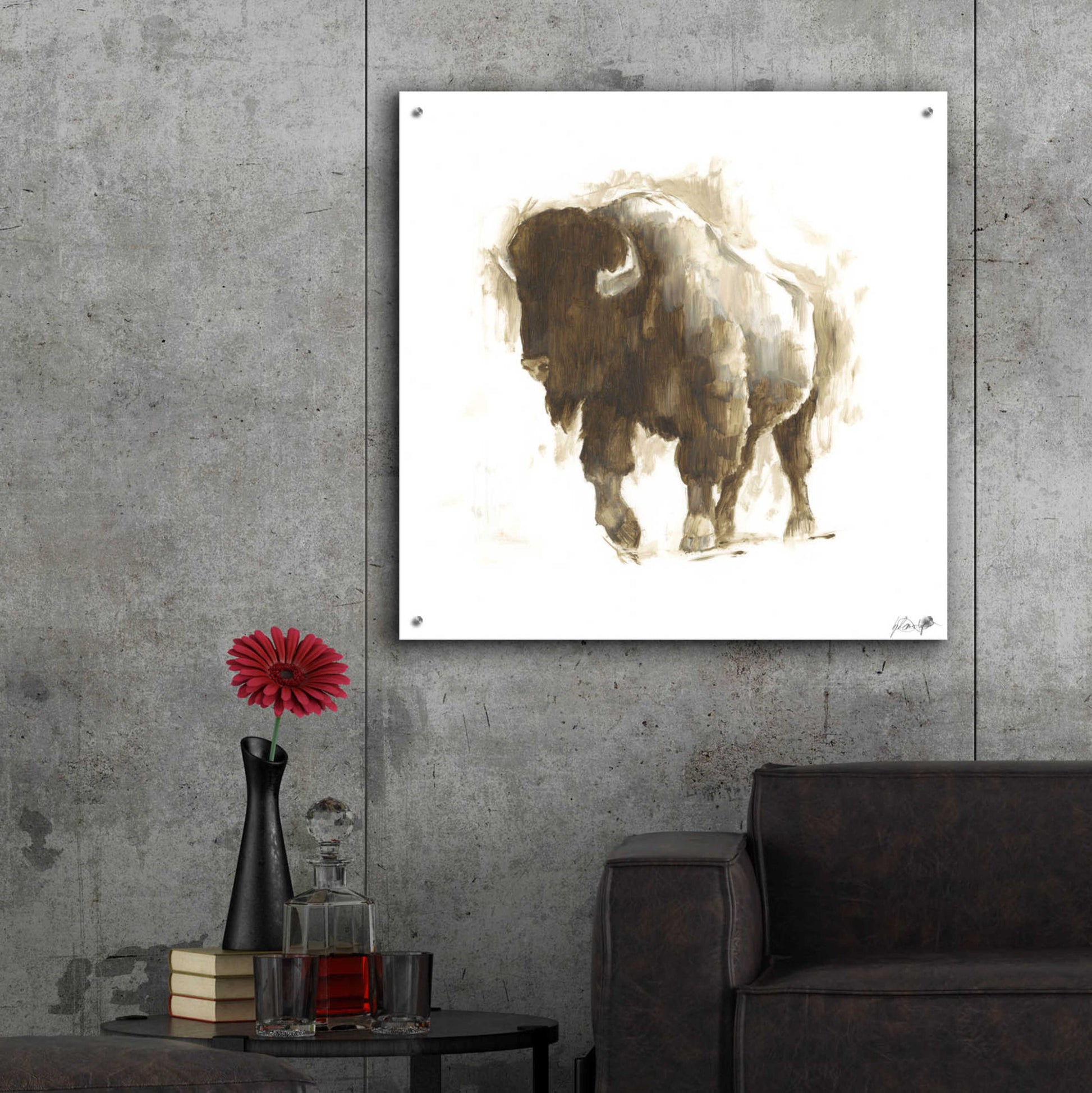 Epic Art 'Rustic Bison II' by Ethan Harper, Acrylic Glass Wall Art,36x36