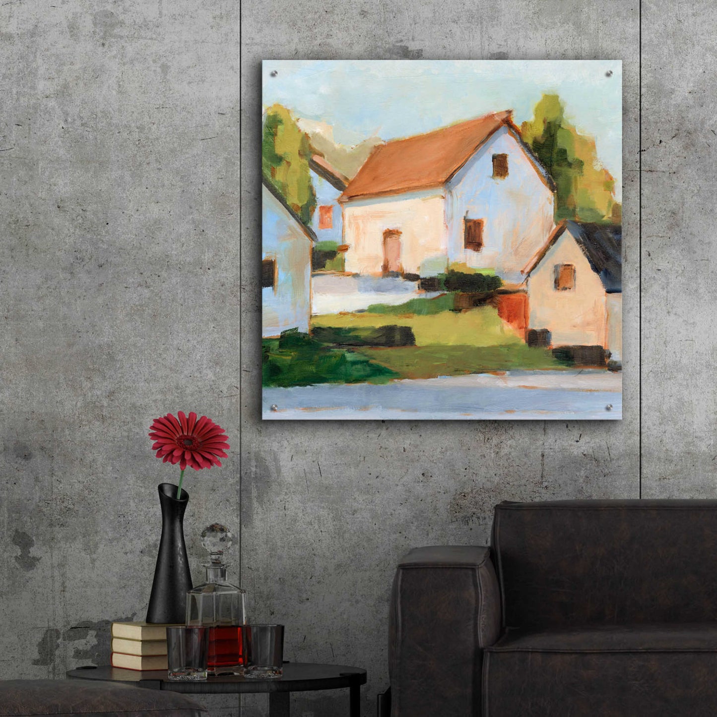 Epic Art 'European Farmhouses I' by Ethan Harper, Acrylic Glass Wall Art,36x36