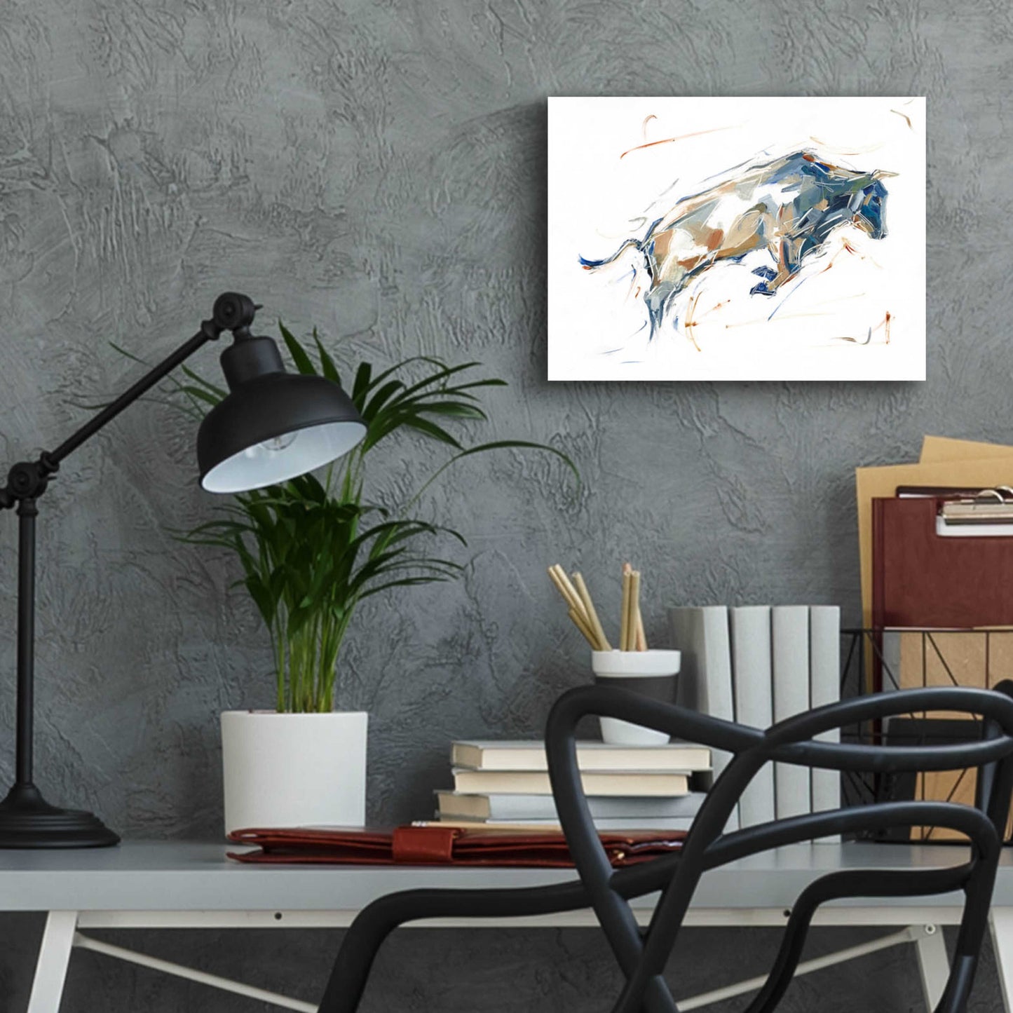 Epic Art 'Modern Bull Study I' by Ethan Harper, Acrylic Glass Wall Art,16x12