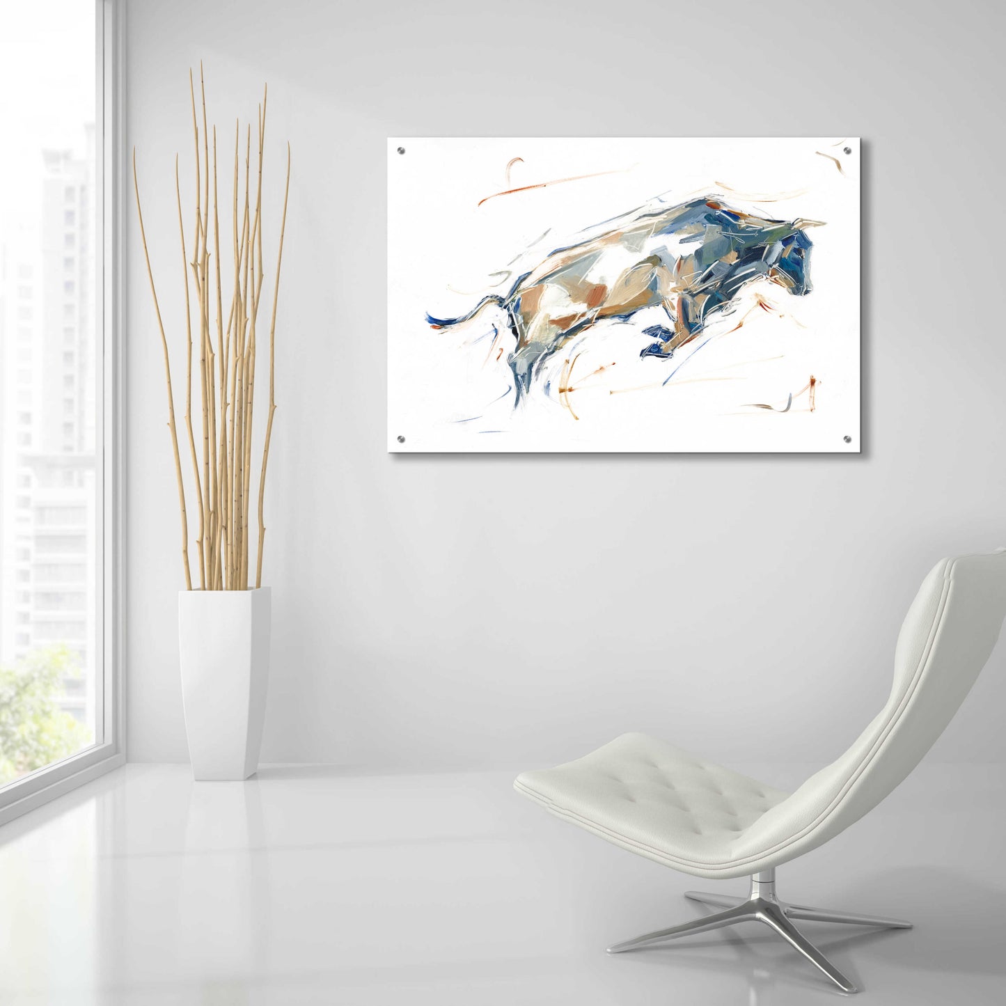 Epic Art 'Modern Bull Study I' by Ethan Harper, Acrylic Glass Wall Art,36x24