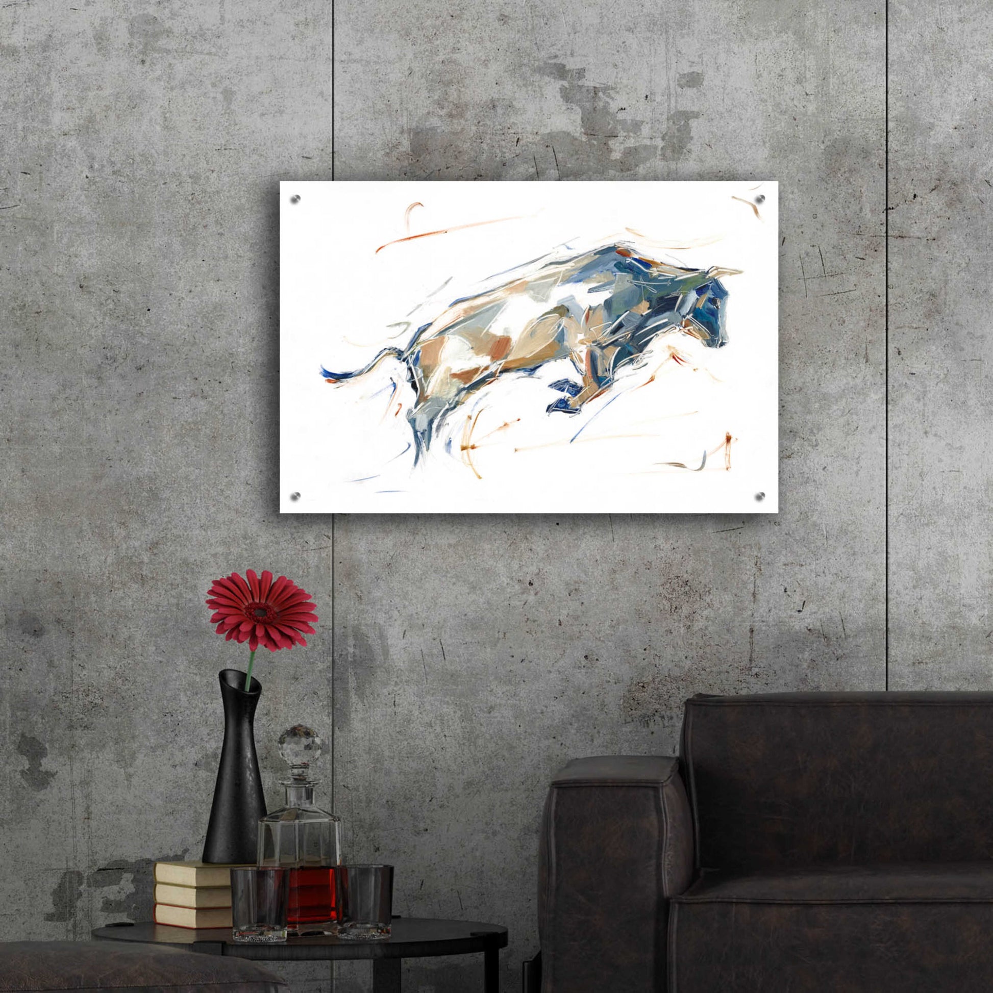 Epic Art 'Modern Bull Study I' by Ethan Harper, Acrylic Glass Wall Art,36x24