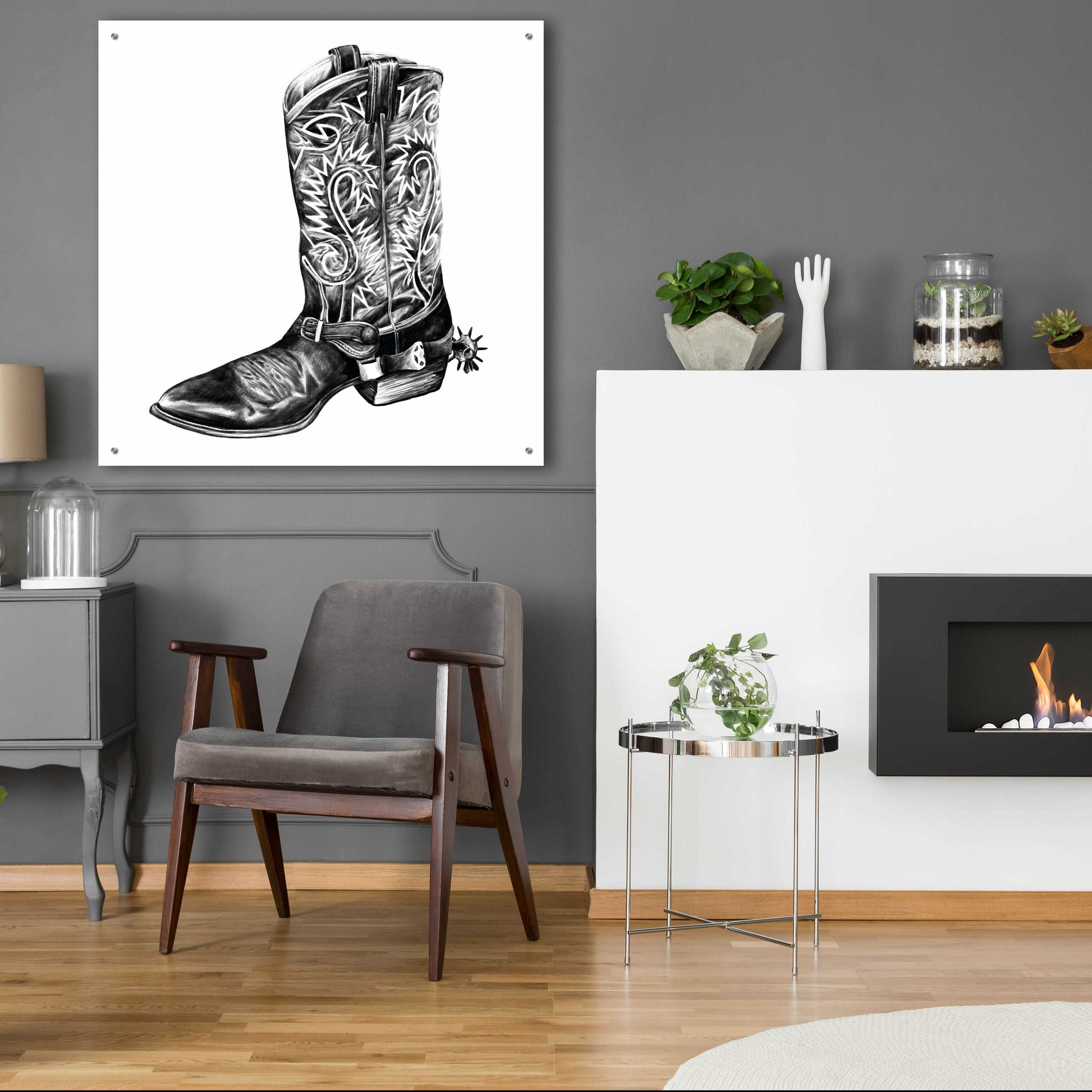 Epic Art 'Vintage Cowboy I' by Grace Popp, Acrylic Glass Wall Art,36x36