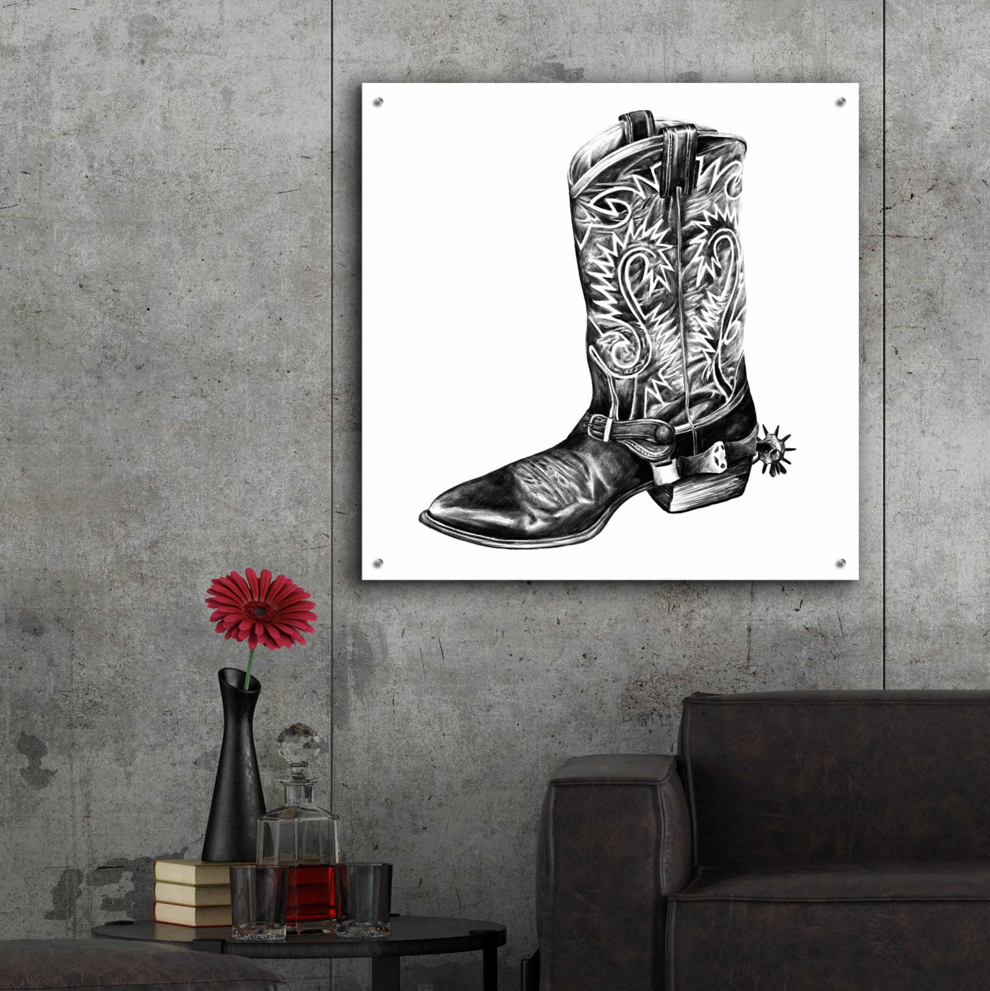 Epic Art 'Vintage Cowboy I' by Grace Popp, Acrylic Glass Wall Art,36x36