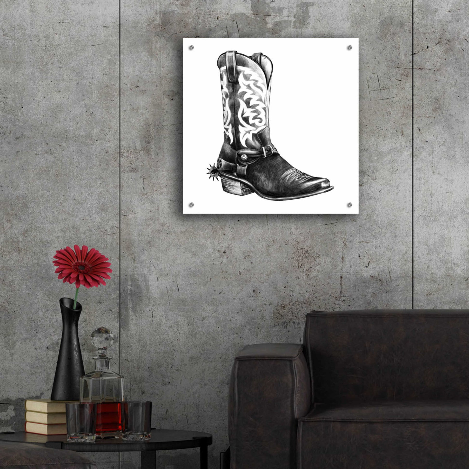 Epic Art 'Vintage Cowboy II' by Grace Popp, Acrylic Glass Wall Art,24x24