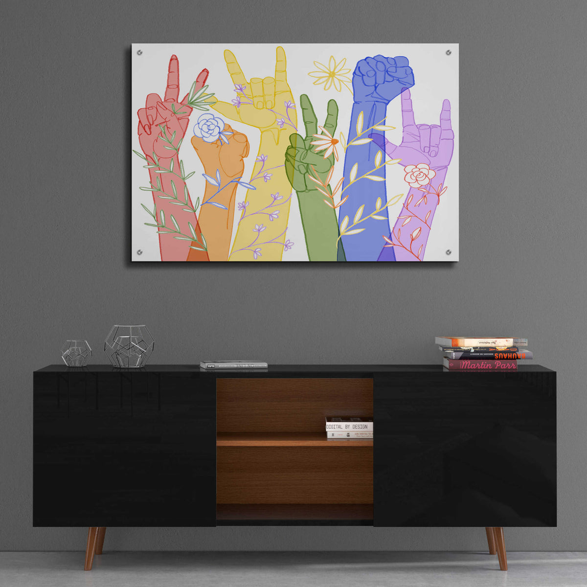 Epic Art 'Love Each Other Collection A' by Grace Popp, Acrylic Glass Wall Art,36x24